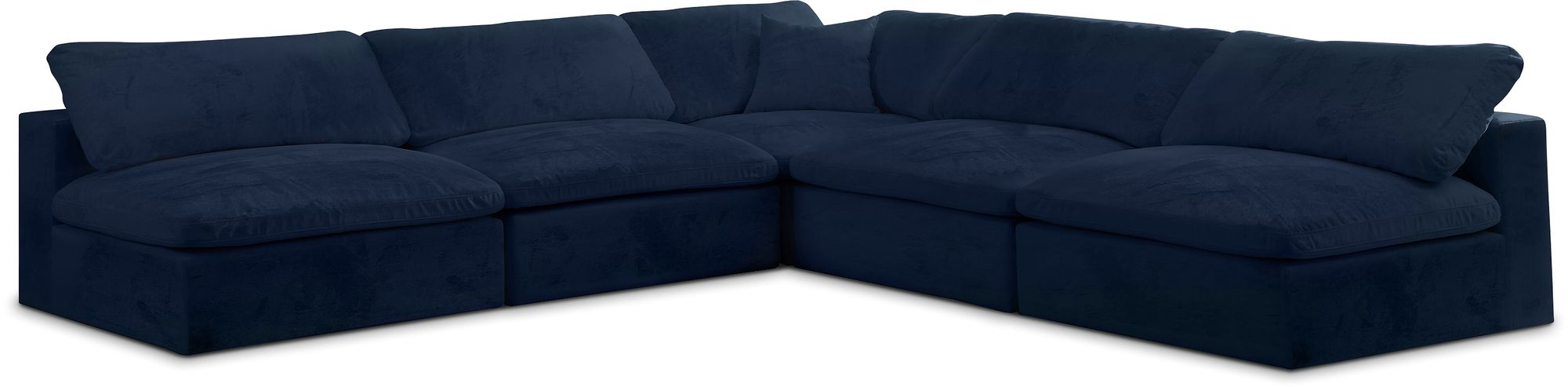 Cozy 118" 5-Piece Velvet Comfort Modular Armless Sectional