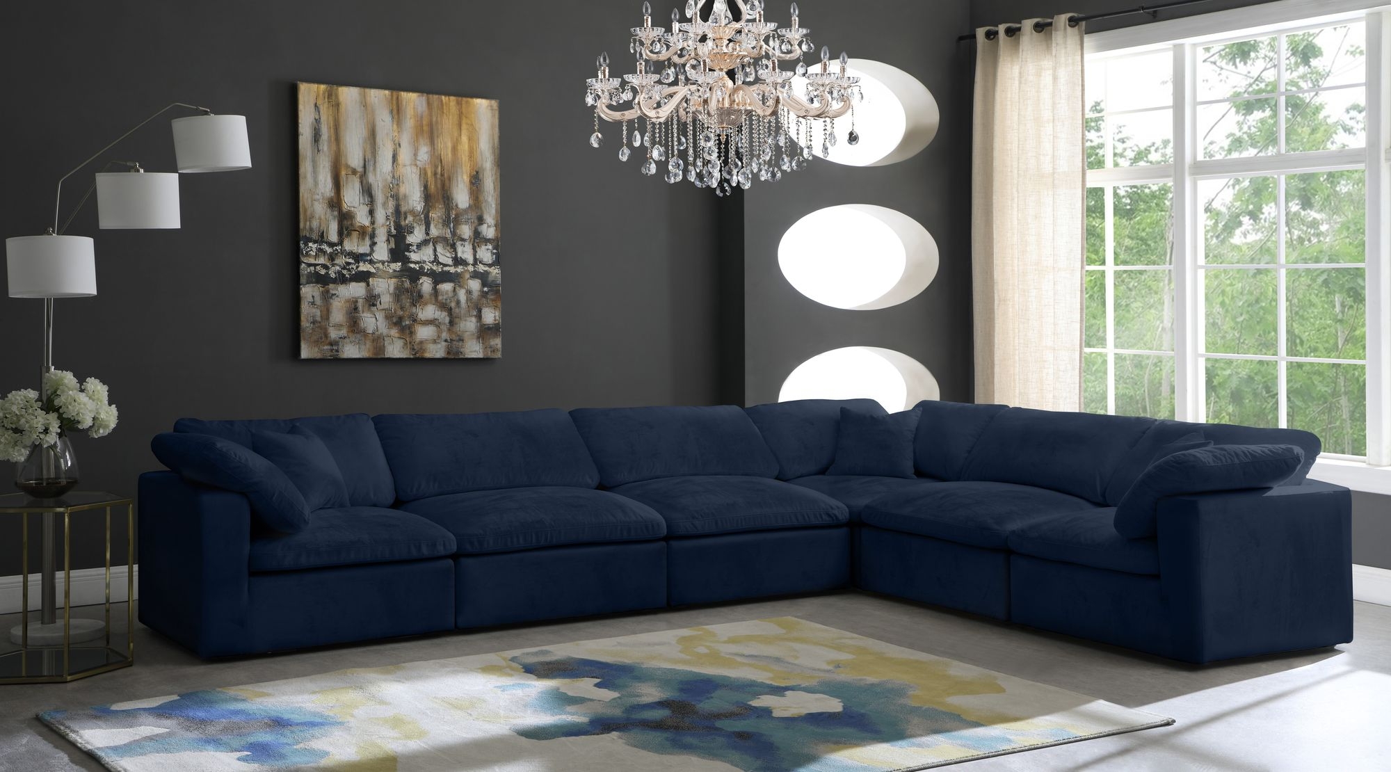 Cozy 158" 6-Piece Velvet Comfort Modular Sectional