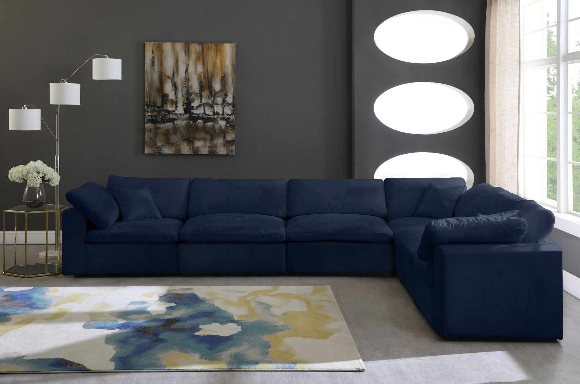 Cozy 158" 6-Piece Velvet Comfort Modular Sectional