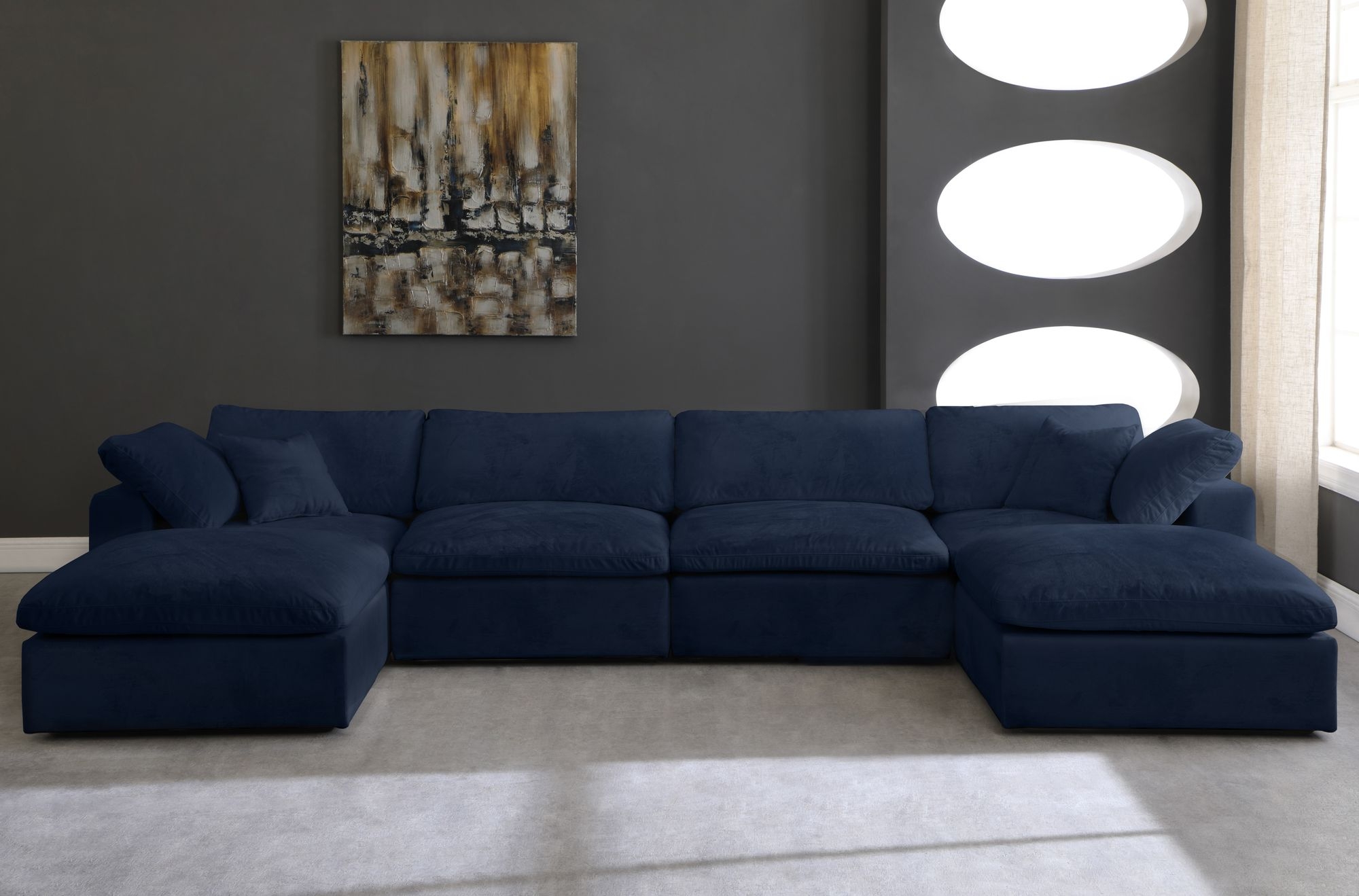 Cozy 158" 6-Piece Velvet Comfort Modular U-Shape Sectional