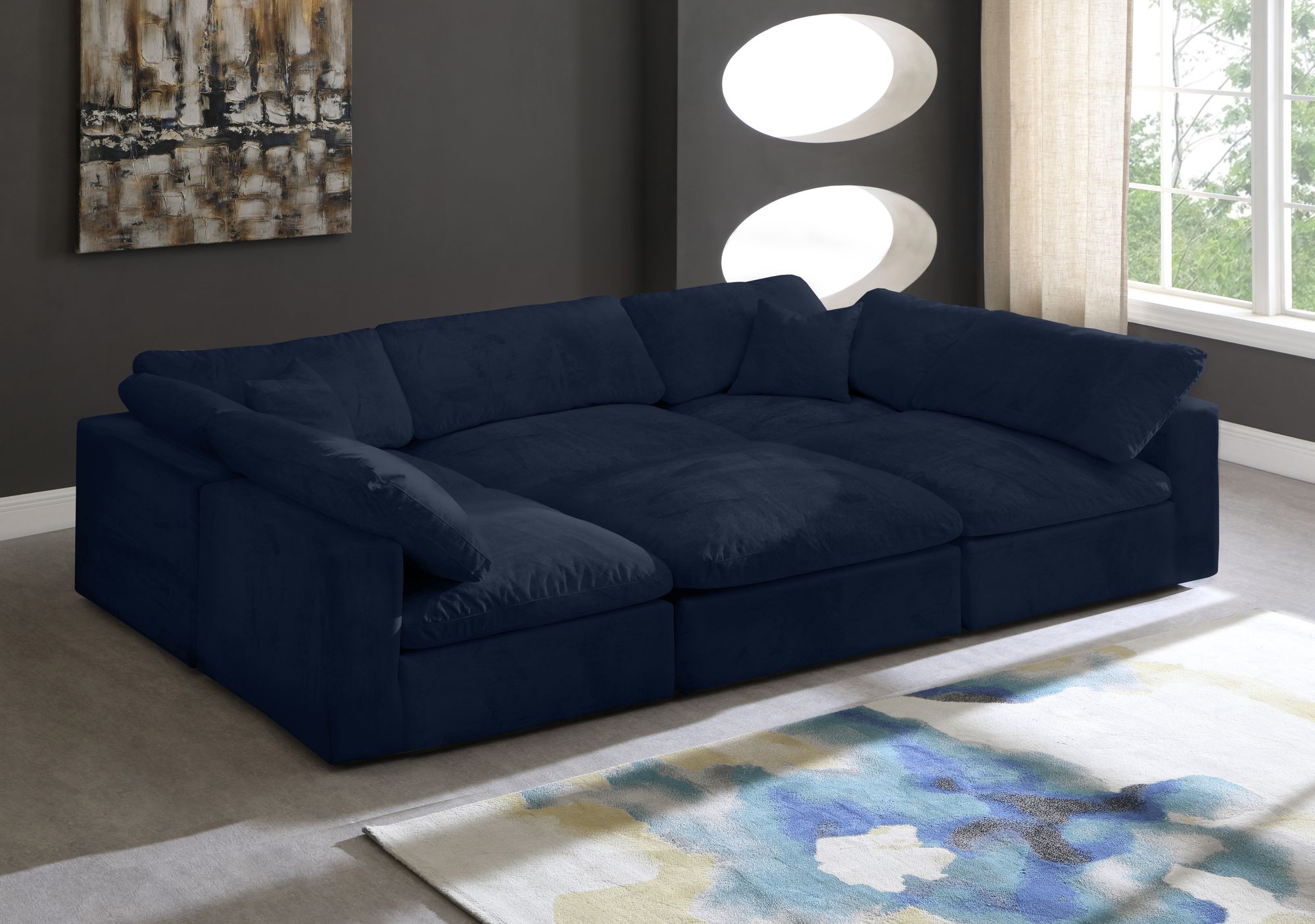 Cozy 119" 6-Piece Velvet Comfort Modular Sectional