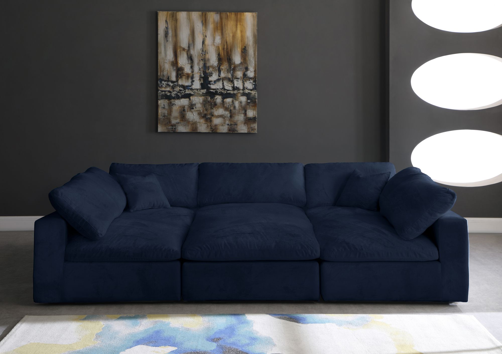 Cozy 119" 6-Piece Velvet Comfort Modular Sectional