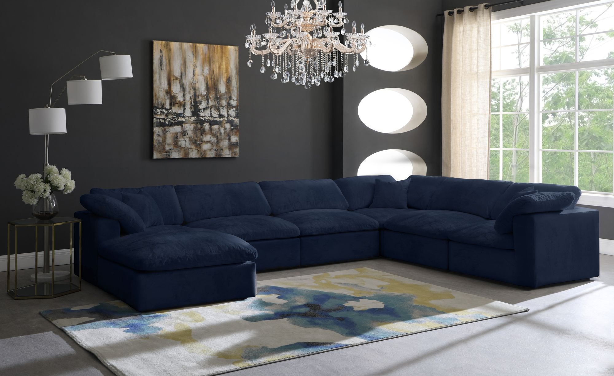 Cozy 158" 7-Piece Velvet Comfort Modular Sectional