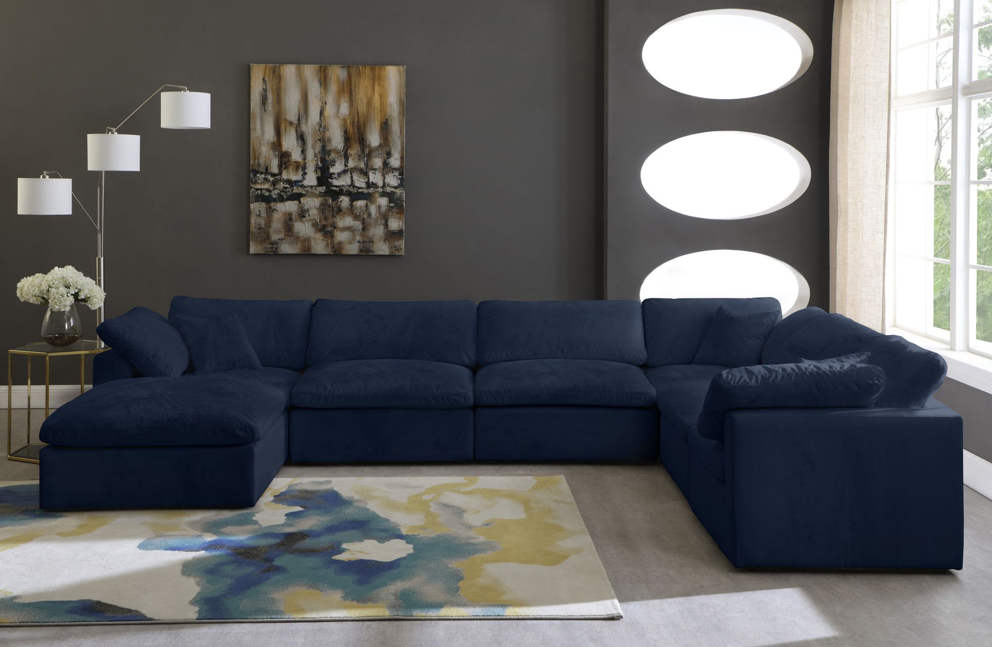 Cozy 158" 7-Piece Velvet Comfort Modular Sectional