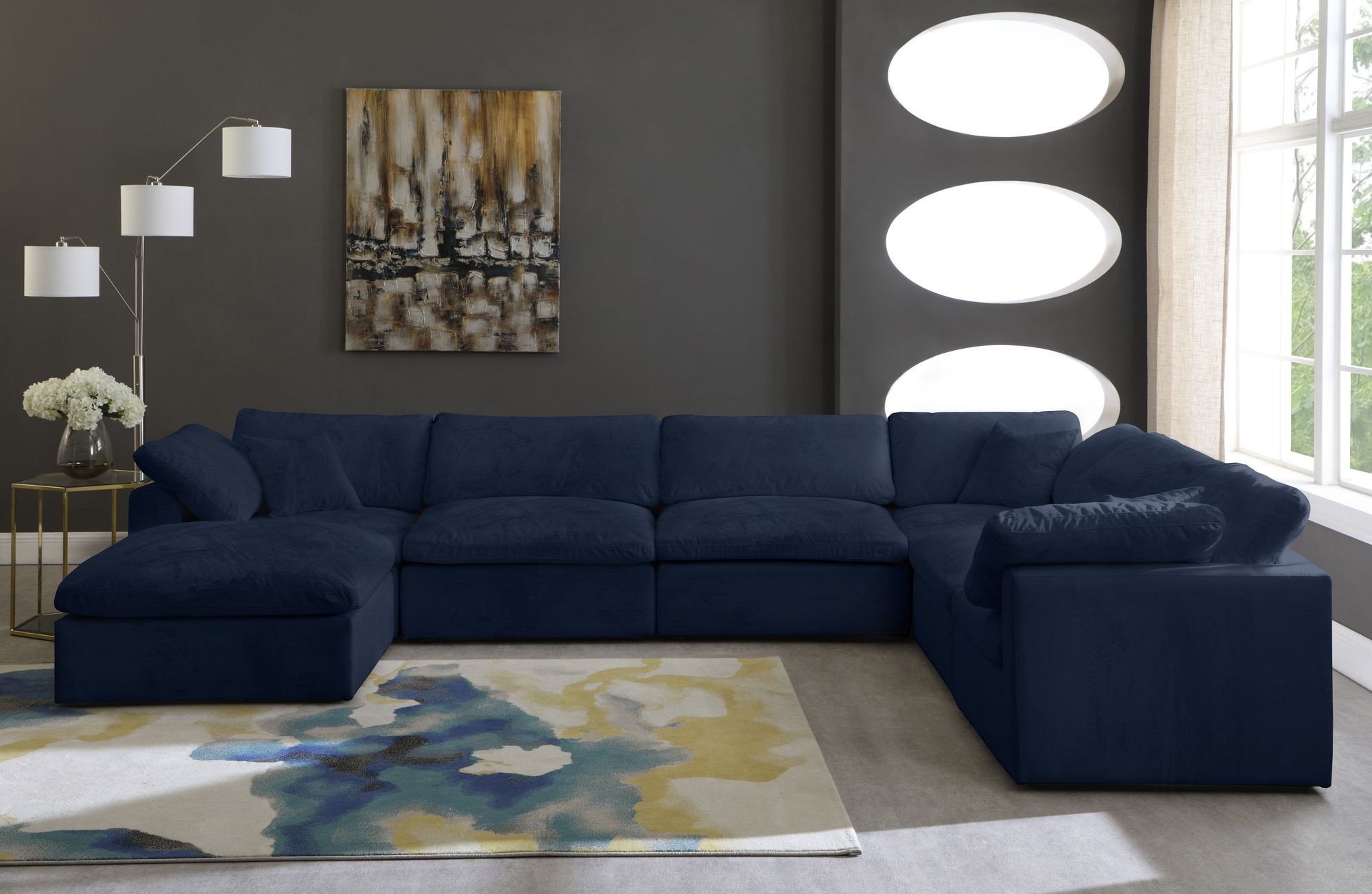 Cozy 158" 7-Piece Velvet Comfort Modular Sectional