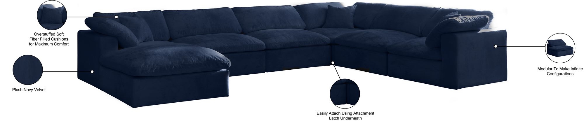 Cozy 158" 7-Piece Velvet Comfort Modular Sectional