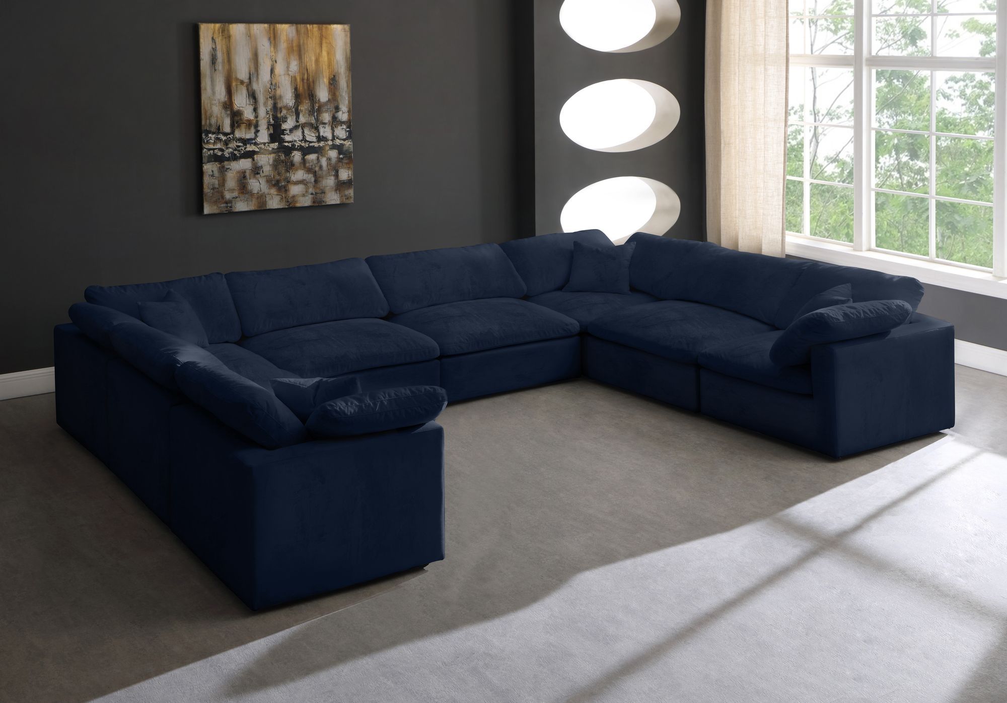 Cozy 158" 8-Piece Velvet Comfort Modular Sectional