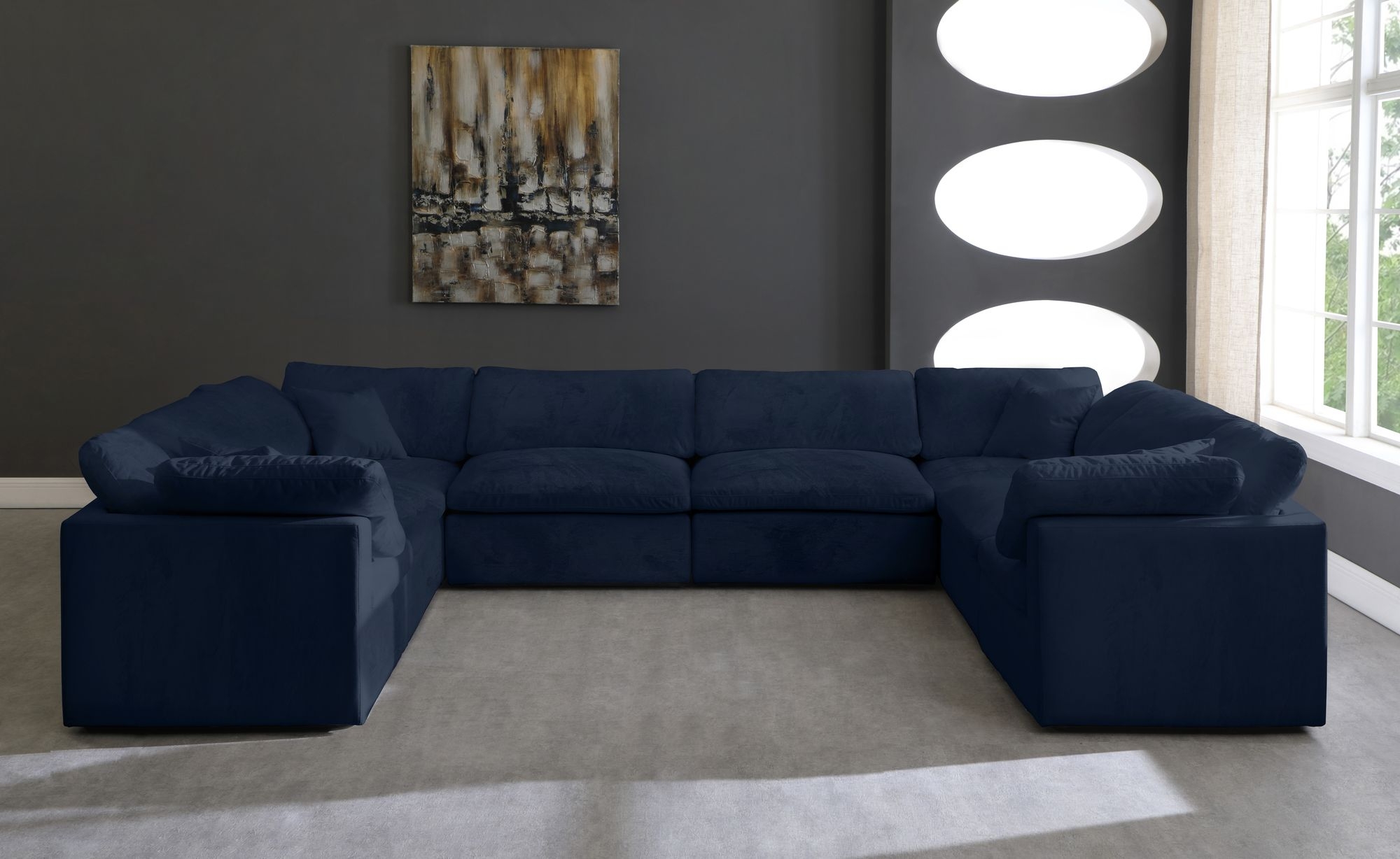 Cozy 158" 8-Piece Velvet Comfort Modular Sectional