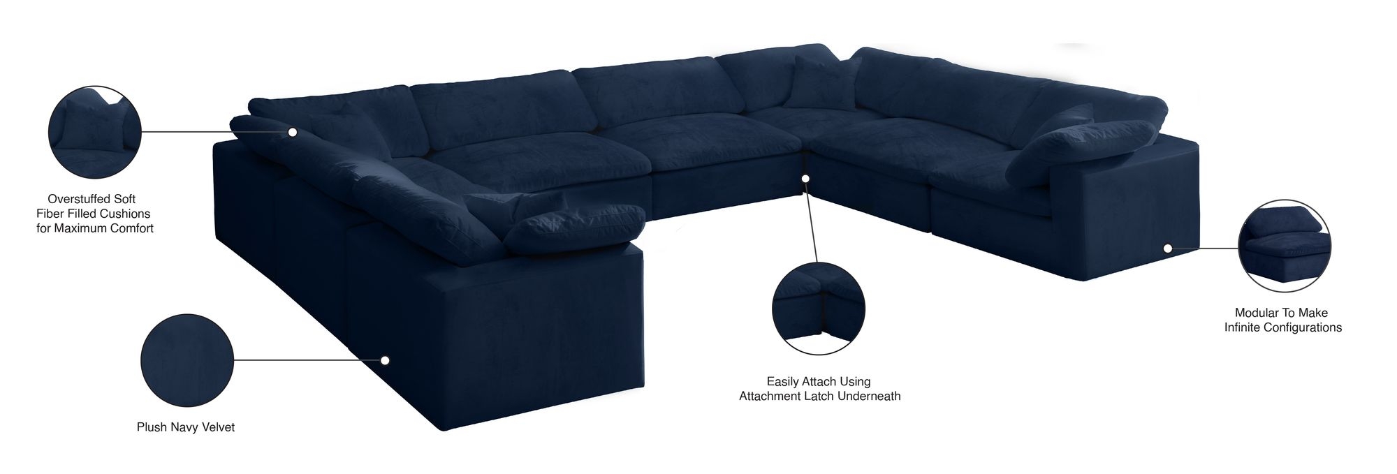 Cozy 158" 8-Piece Velvet Comfort Modular Sectional