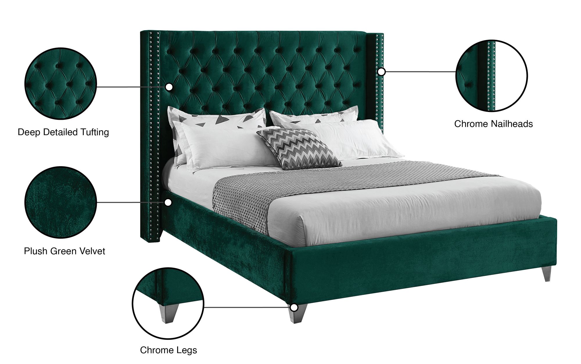Aiden Velvet Full Size Bed
