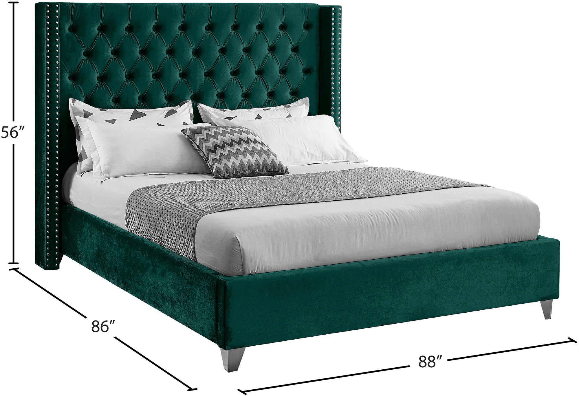 Aiden Velvet King Size Bed