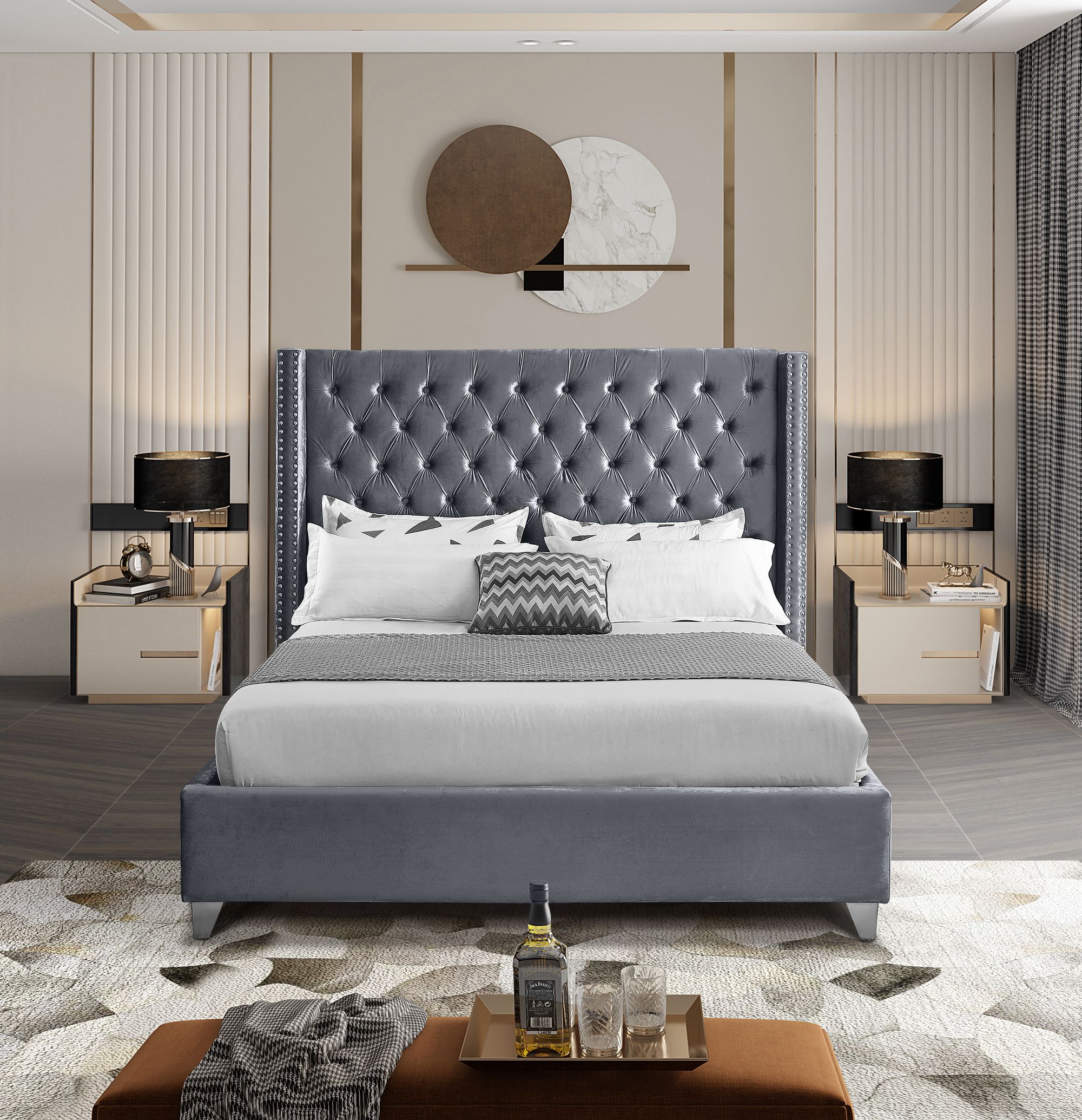 Aiden Velvet Full Size Bed