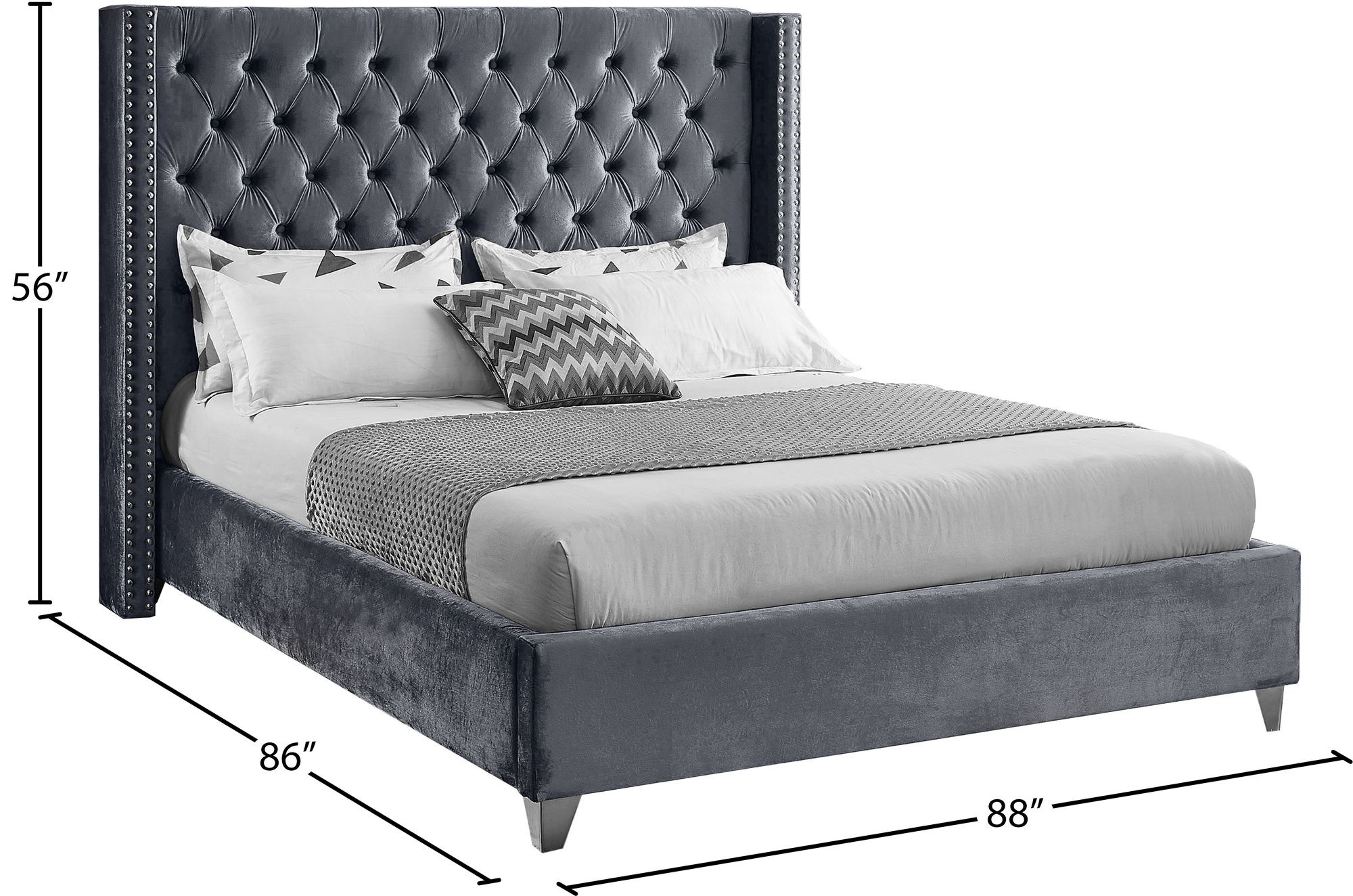 Aiden Velvet King Size Bed