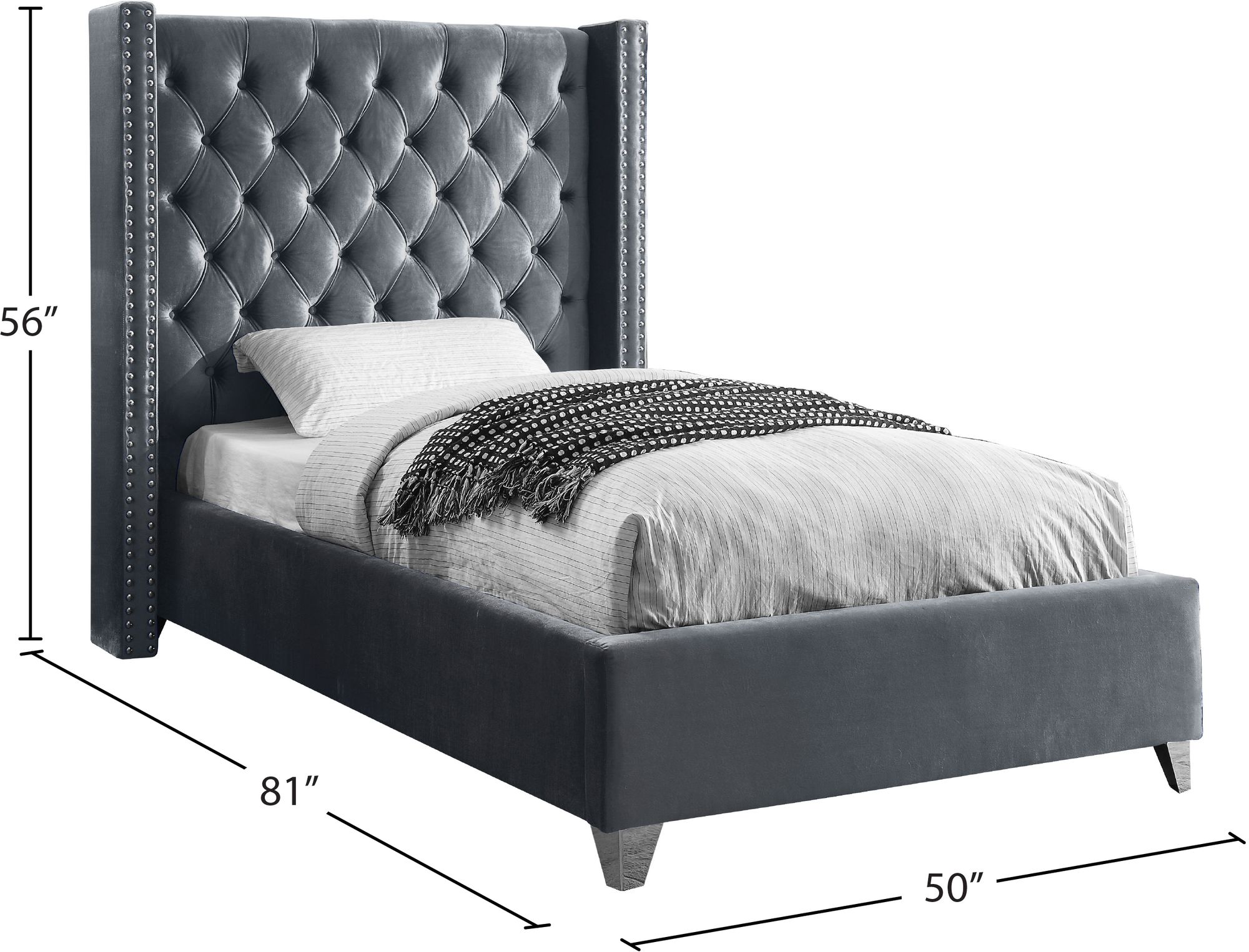 Aiden Velvet Twin Size Bed