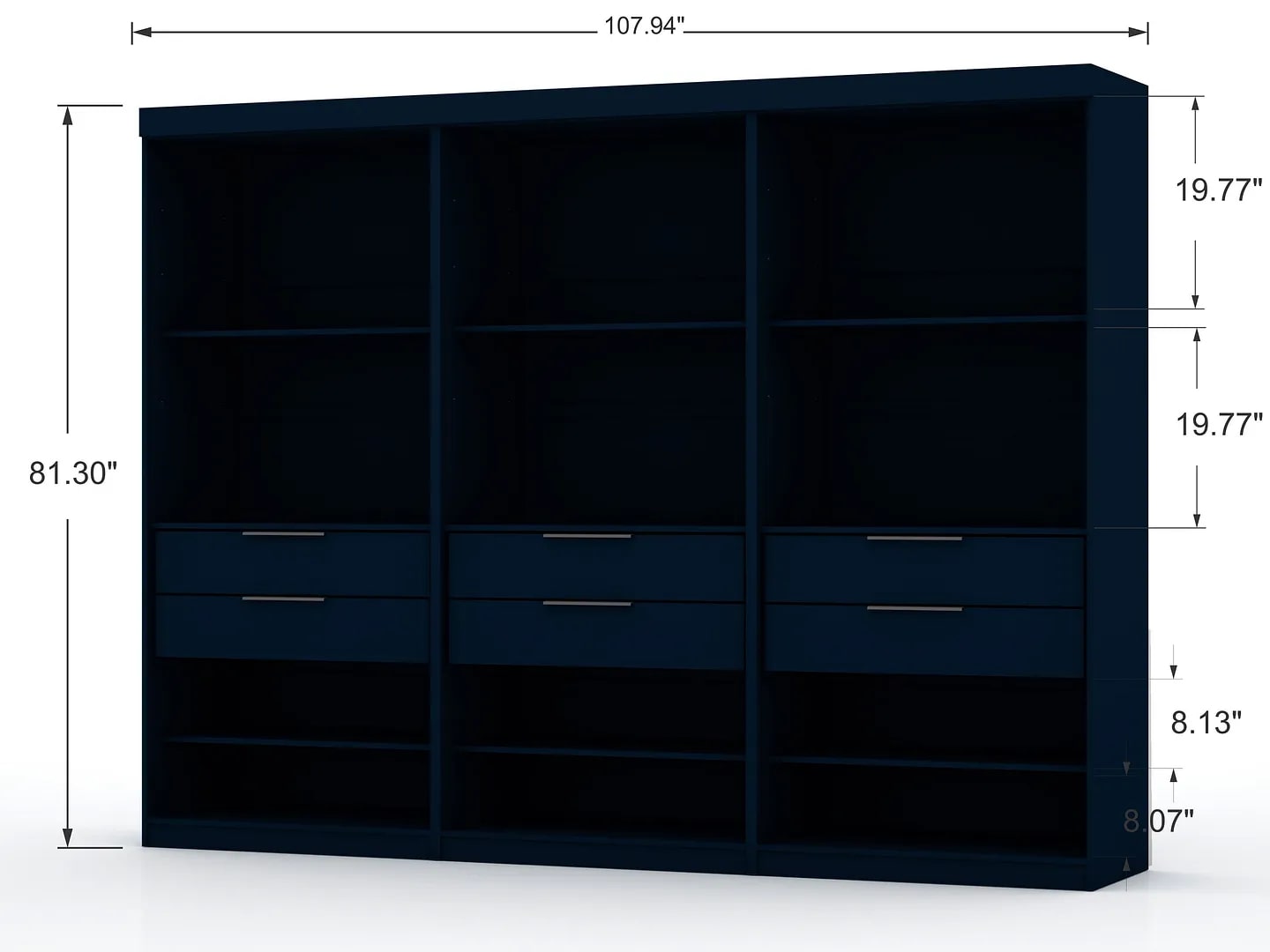 Manhattan Comfort Mulberry w/6 Drawers, Blue