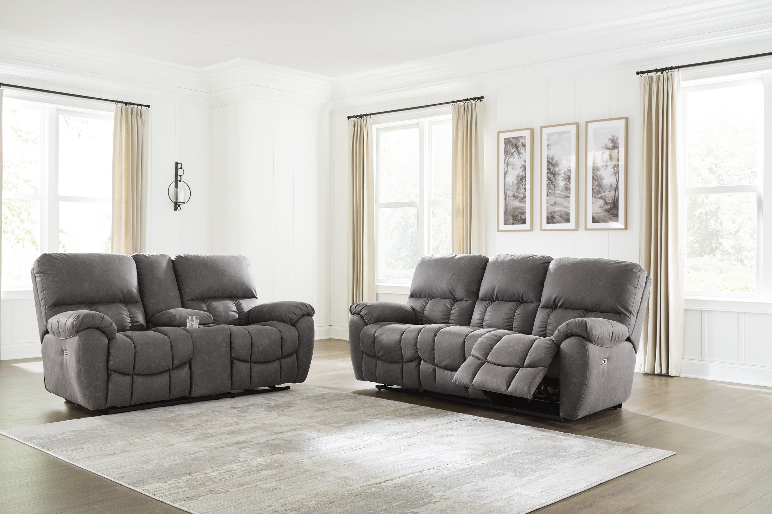 Bakerstein Faux Leather Power Reclining Living Room Set with Adjustable Headrest