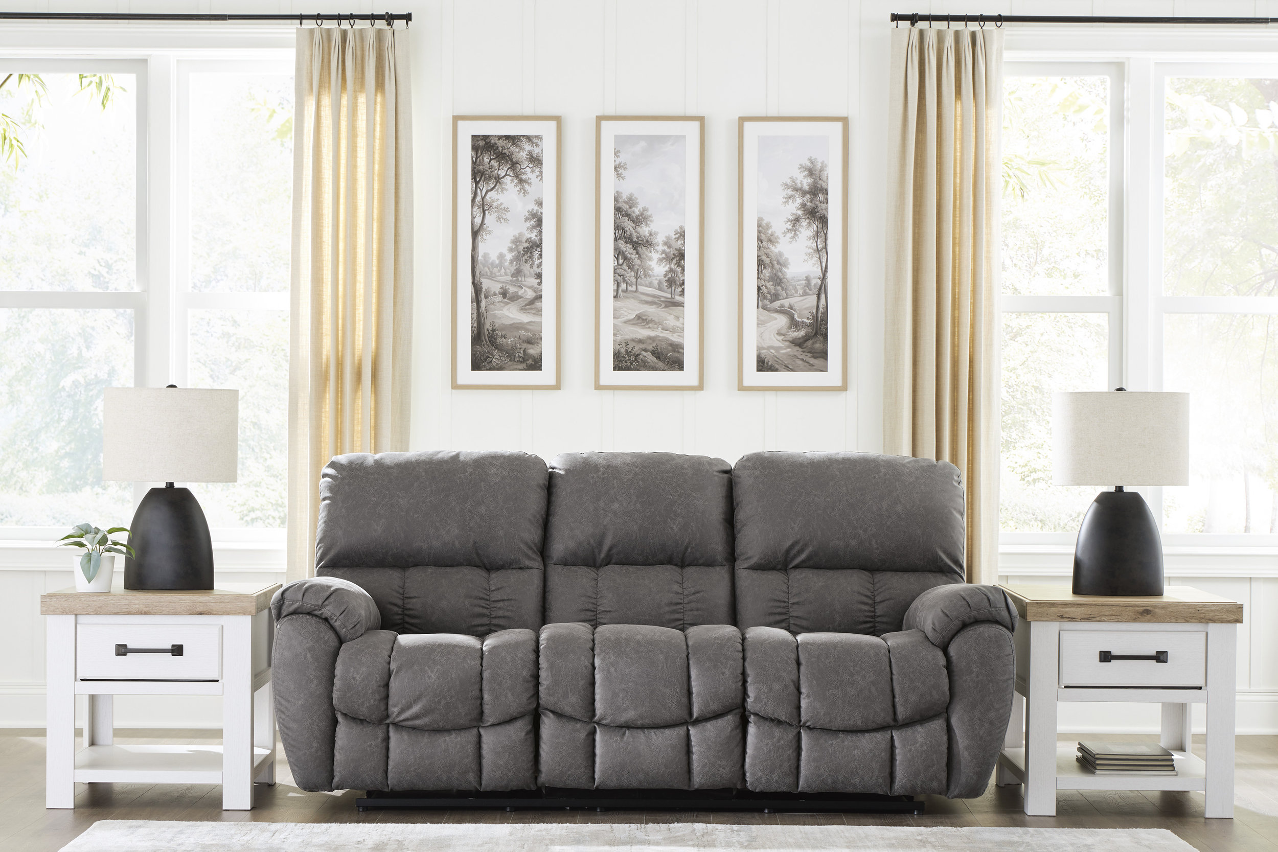 Bakerstein Faux Leather Power Reclining Living Room Set with Adjustable Headrest