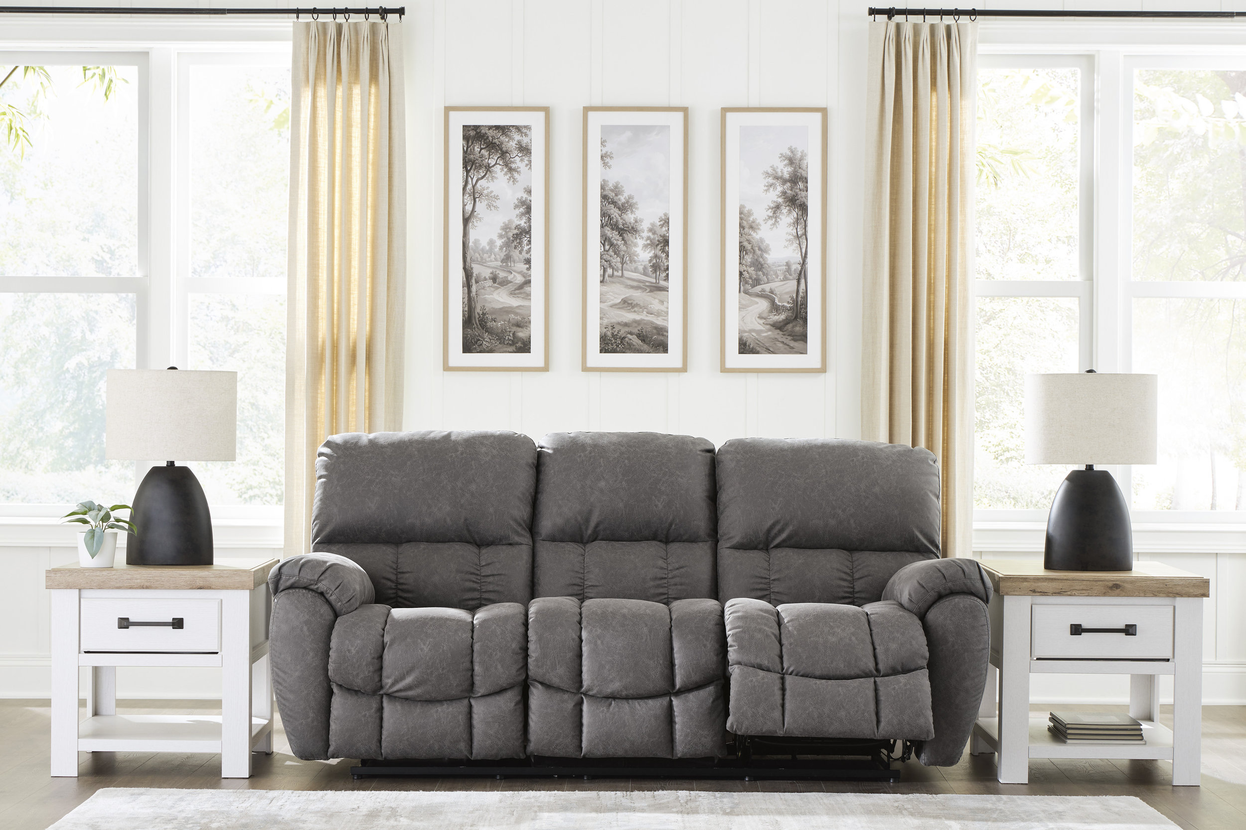 Bakerstein Faux Leather Power Reclining Living Room Set with Adjustable Headrest