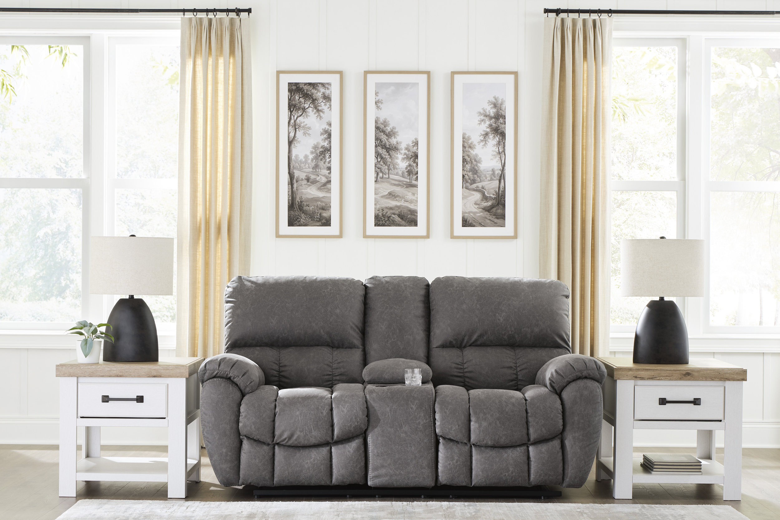 Bakerstein Faux Leather Power Reclining Living Room Set with Adjustable Headrest