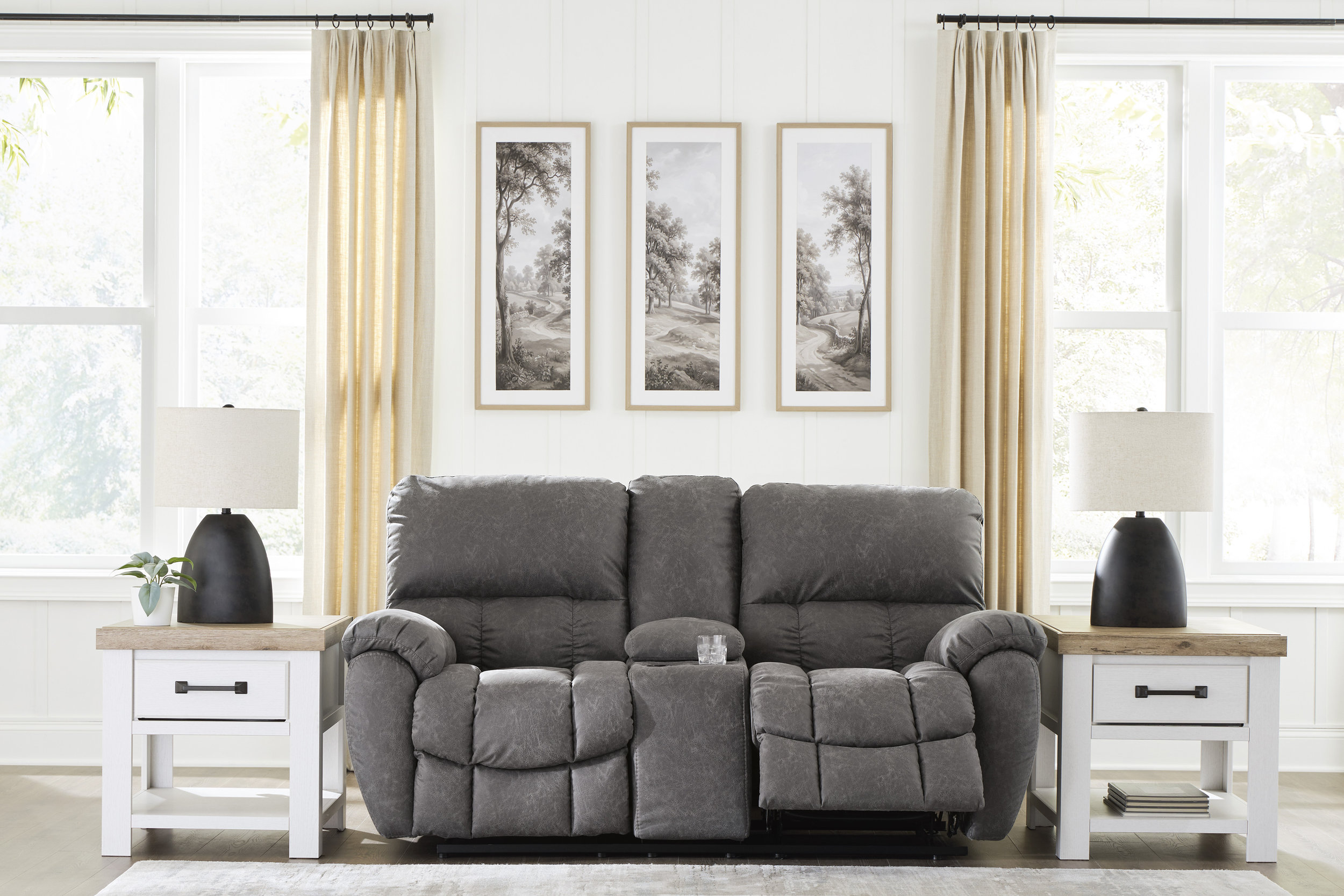 Bakerstein Faux Leather Power Reclining Living Room Set with Adjustable Headrest