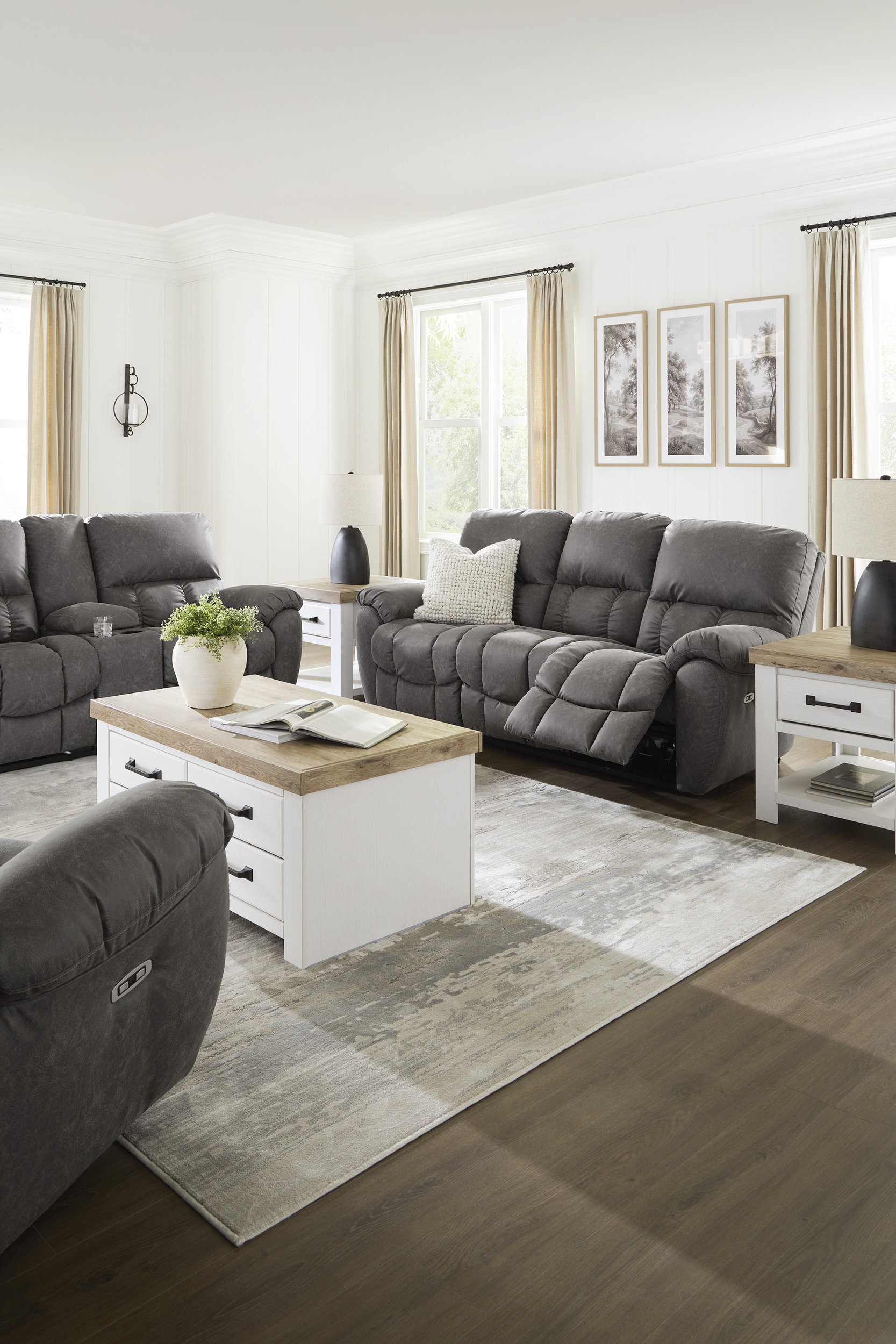 Bakerstein Faux Leather Power Reclining Living Room Set with Adjustable Headrest