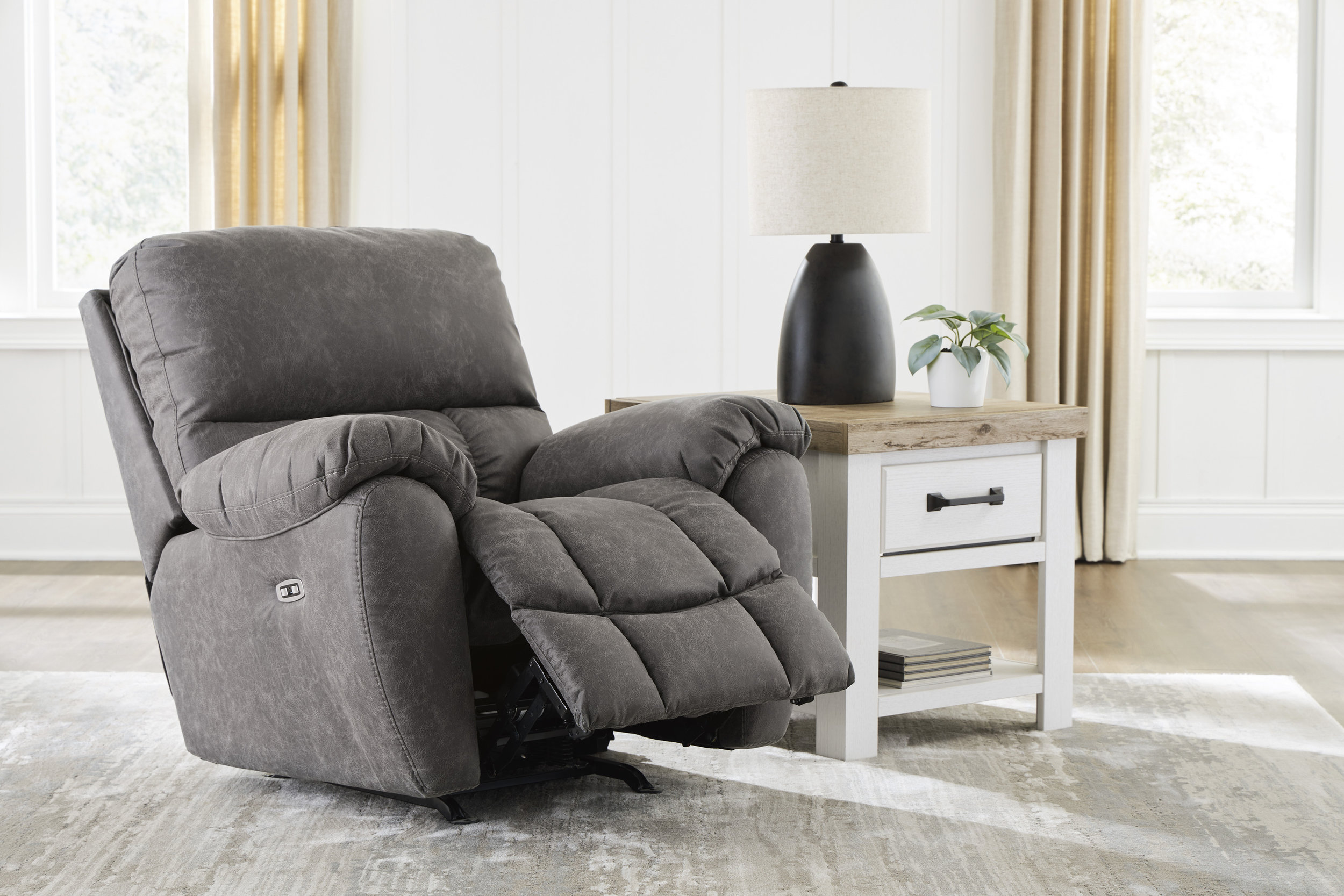 Bakerstein Faux Leather Power Rocker Recliner with Adjustable Headrest