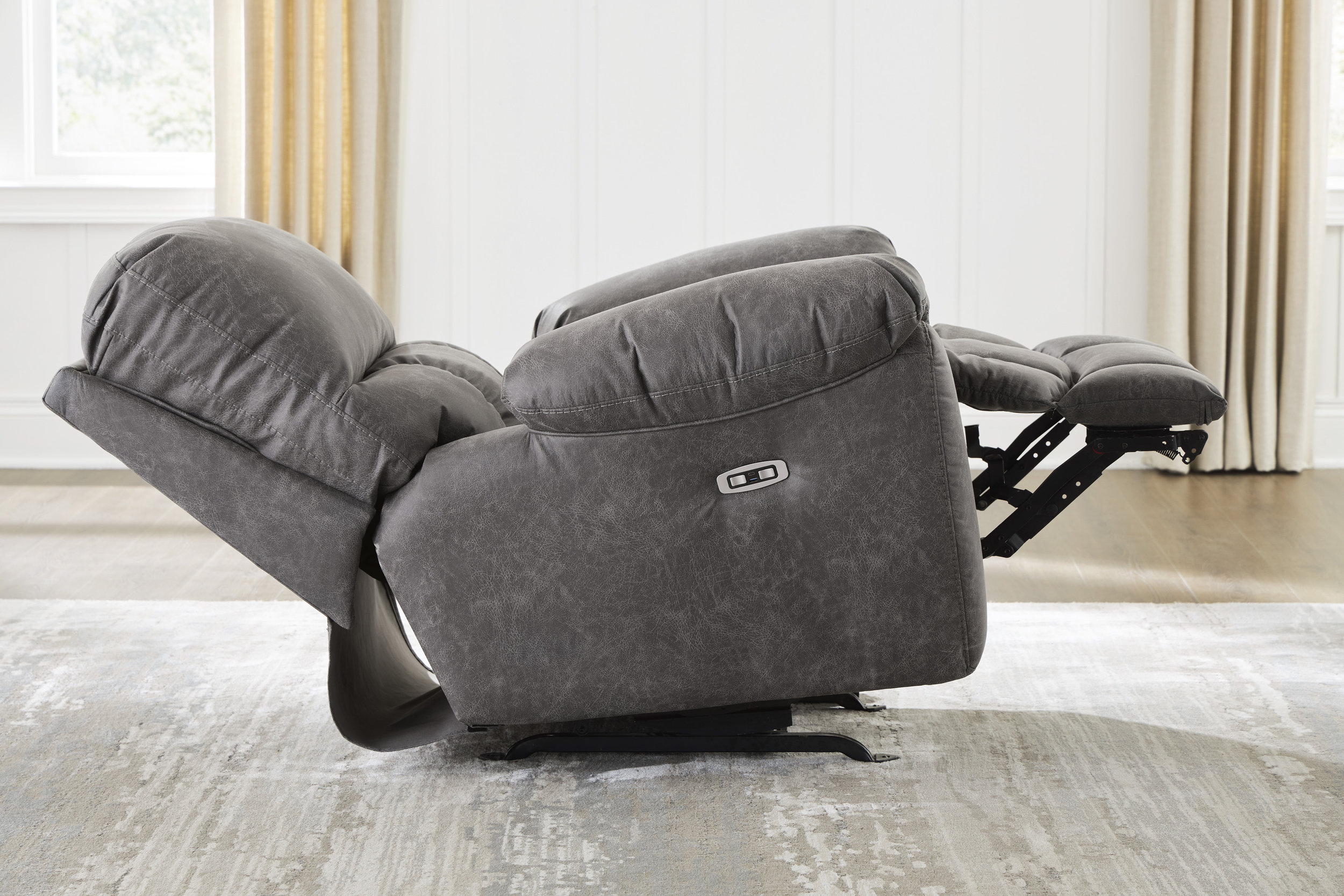 Bakerstein Faux Leather Power Rocker Recliner with Adjustable Headrest