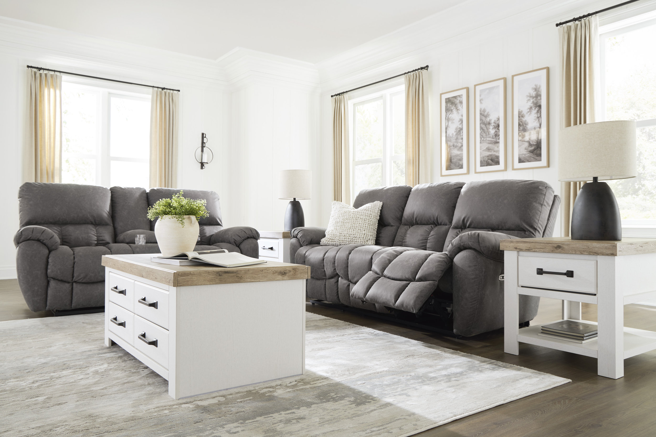 Bakerstein Faux Leather Power Reclining Sofa with Adjustable Headrest