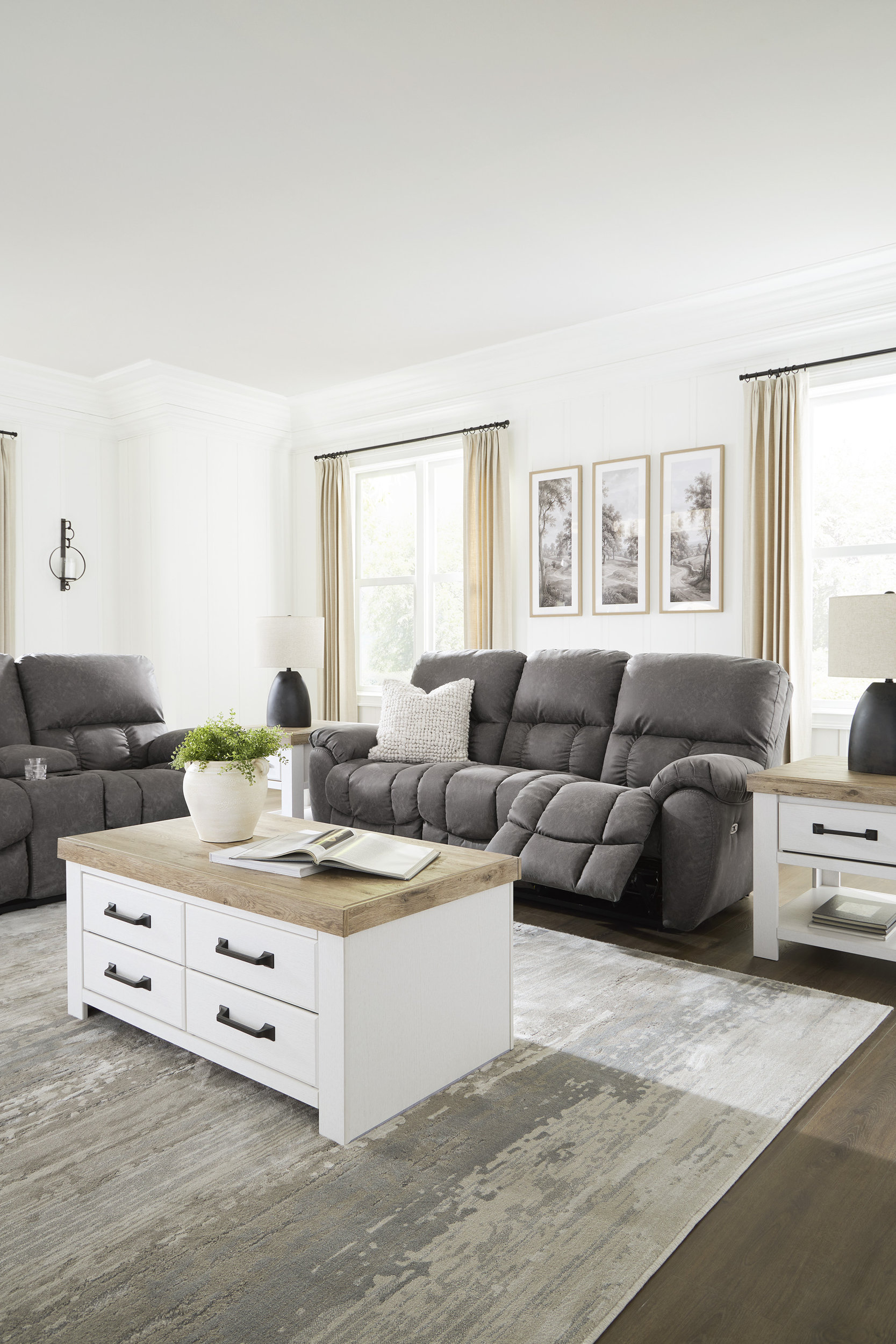 Bakerstein Faux Leather Power Reclining Living Room Set with Adjustable Headrest