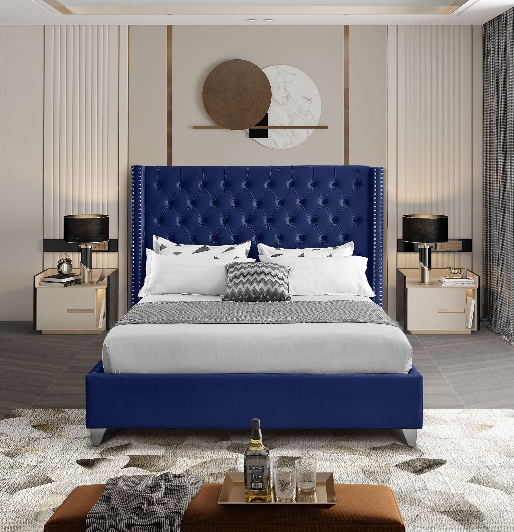 Aiden Velvet Full Size Bed