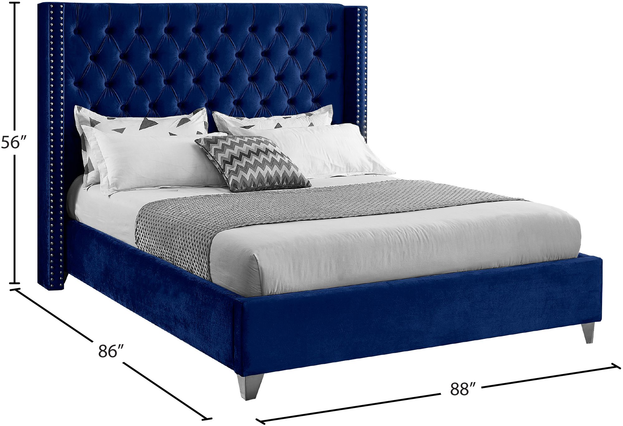 Aiden Velvet King Size Bed