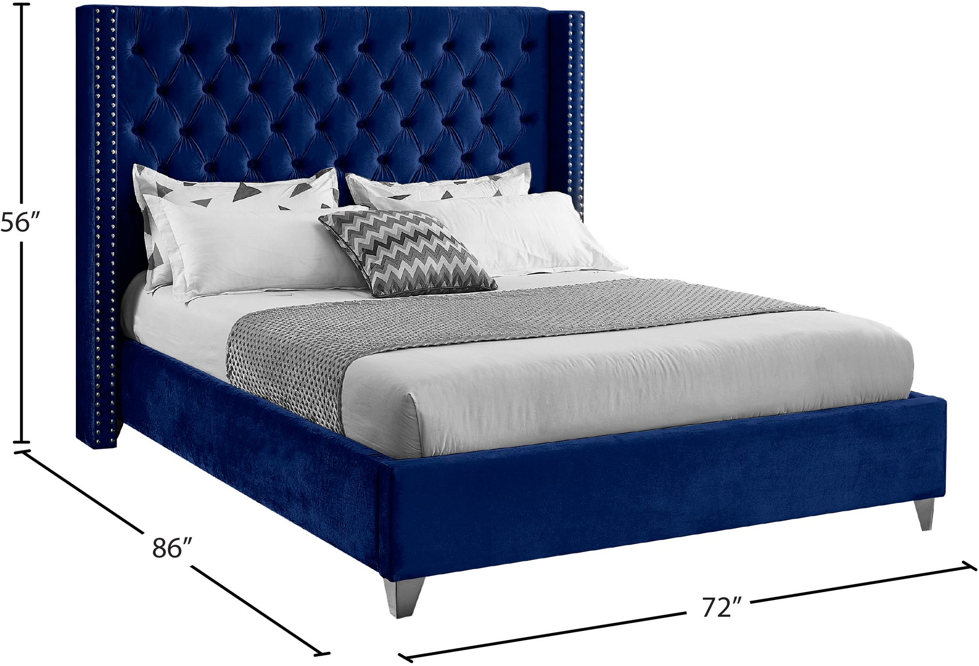 Aiden Velvet Queen Size Bed