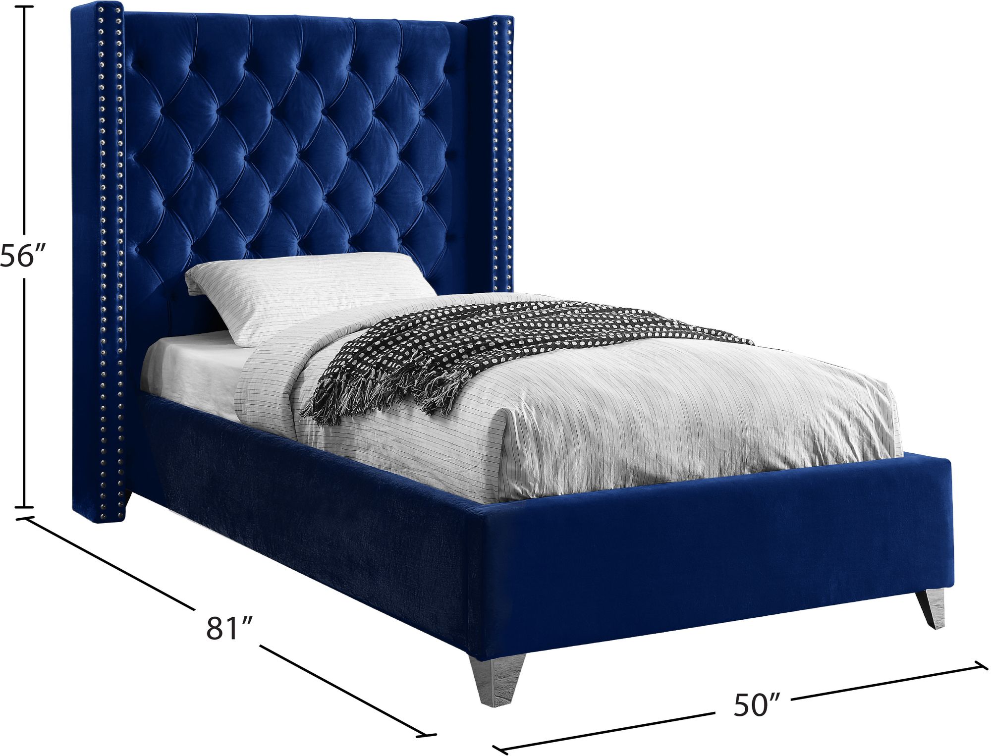 Aiden Velvet Twin Size Bed