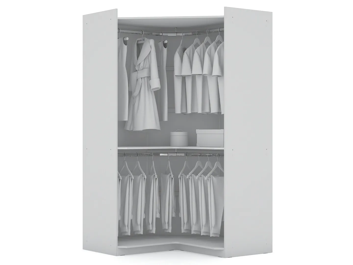 Mulberry 2.0 Semi Open 2 Sectional Wardrobe Corner Closet w/2 Drawers