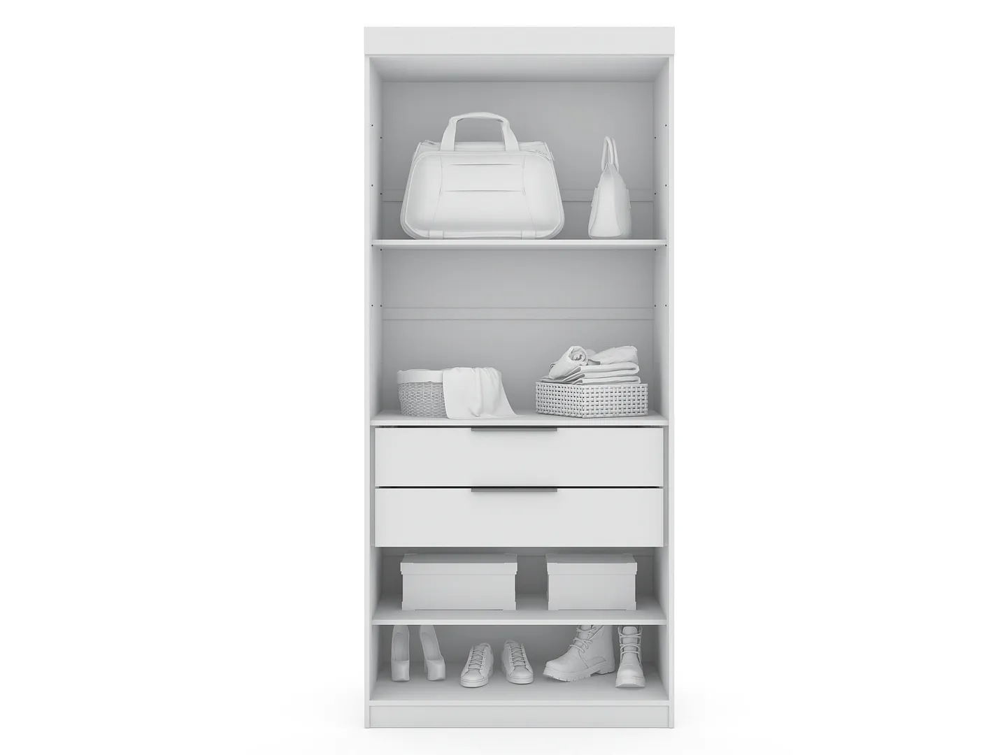 Mulberry 2.0 Semi Open 2 Sectional Wardrobe Corner Closet w/2 Drawers