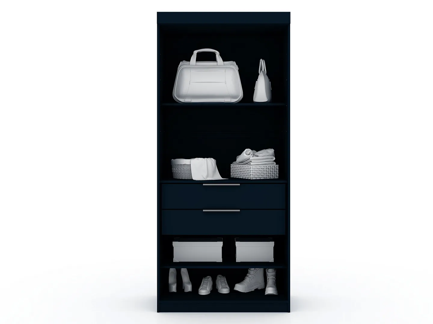 Mulberry 2.0 Semi Open 2 Sectional Wardrobe Corner Closet w/2 Drawers