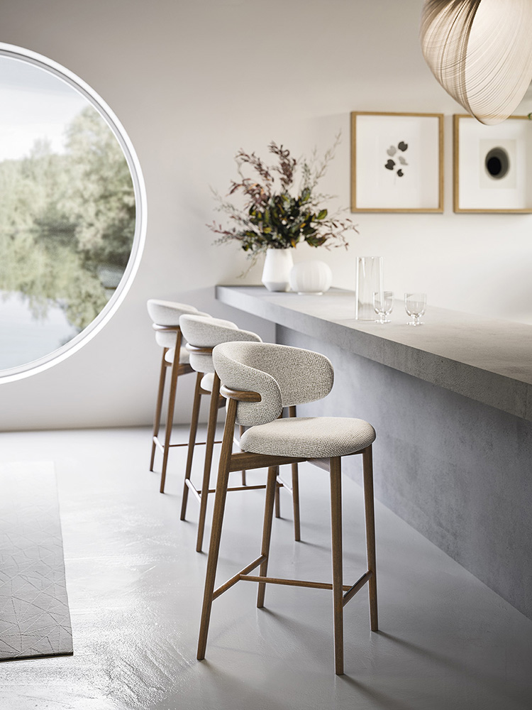 Oleandro Fabric/Wood Customizable Counter Stool