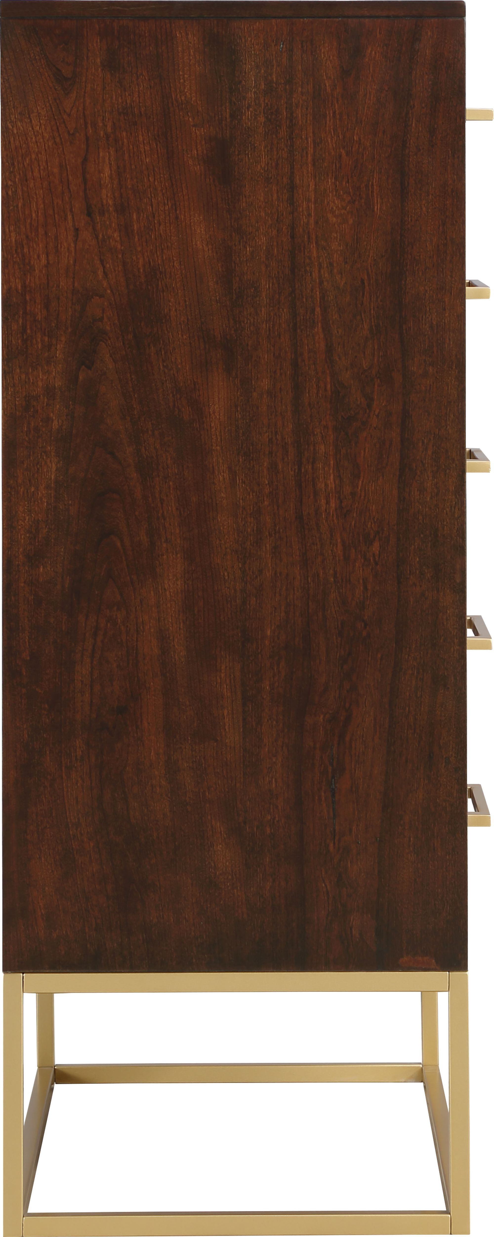 Maxine 5-Drawer Wood Chest with Brushed Gold Metal Legs & Handles