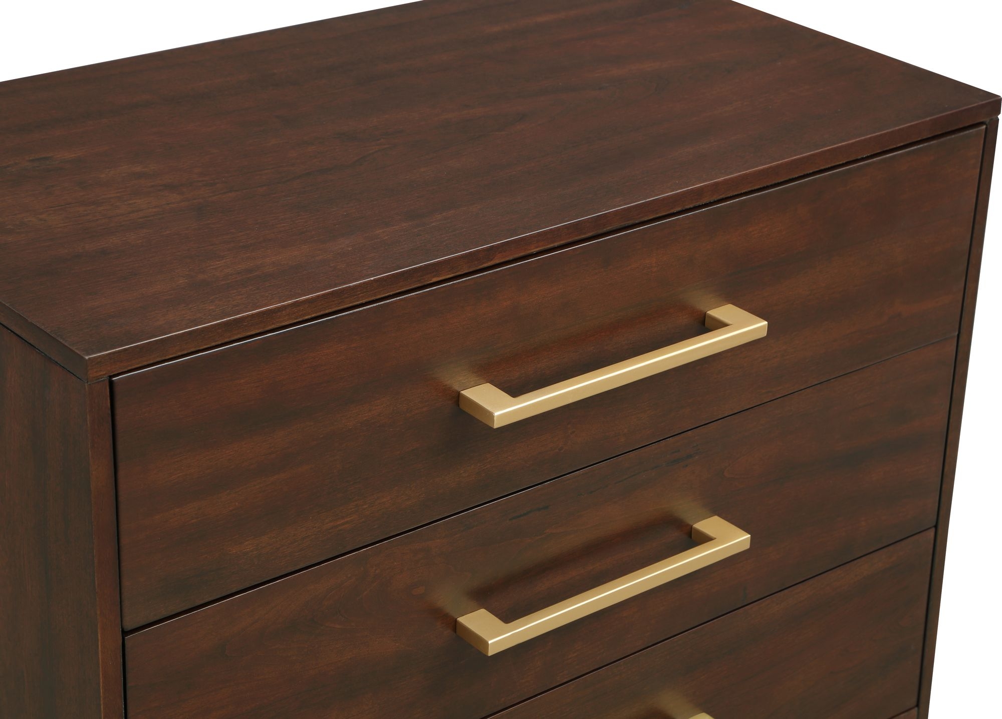 Maxine 5-Drawer Wood Chest with Brushed Gold Metal Legs & Handles