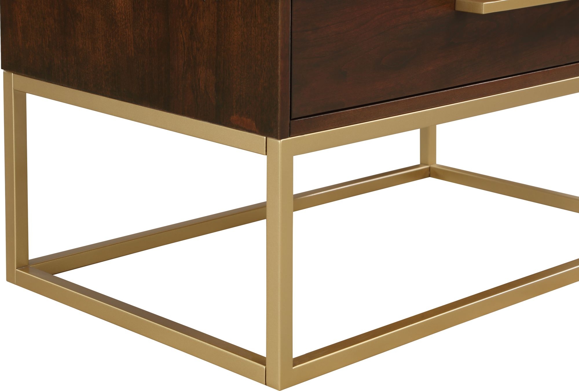Maxine 5-Drawer Wood Chest with Brushed Gold Metal Legs & Handles