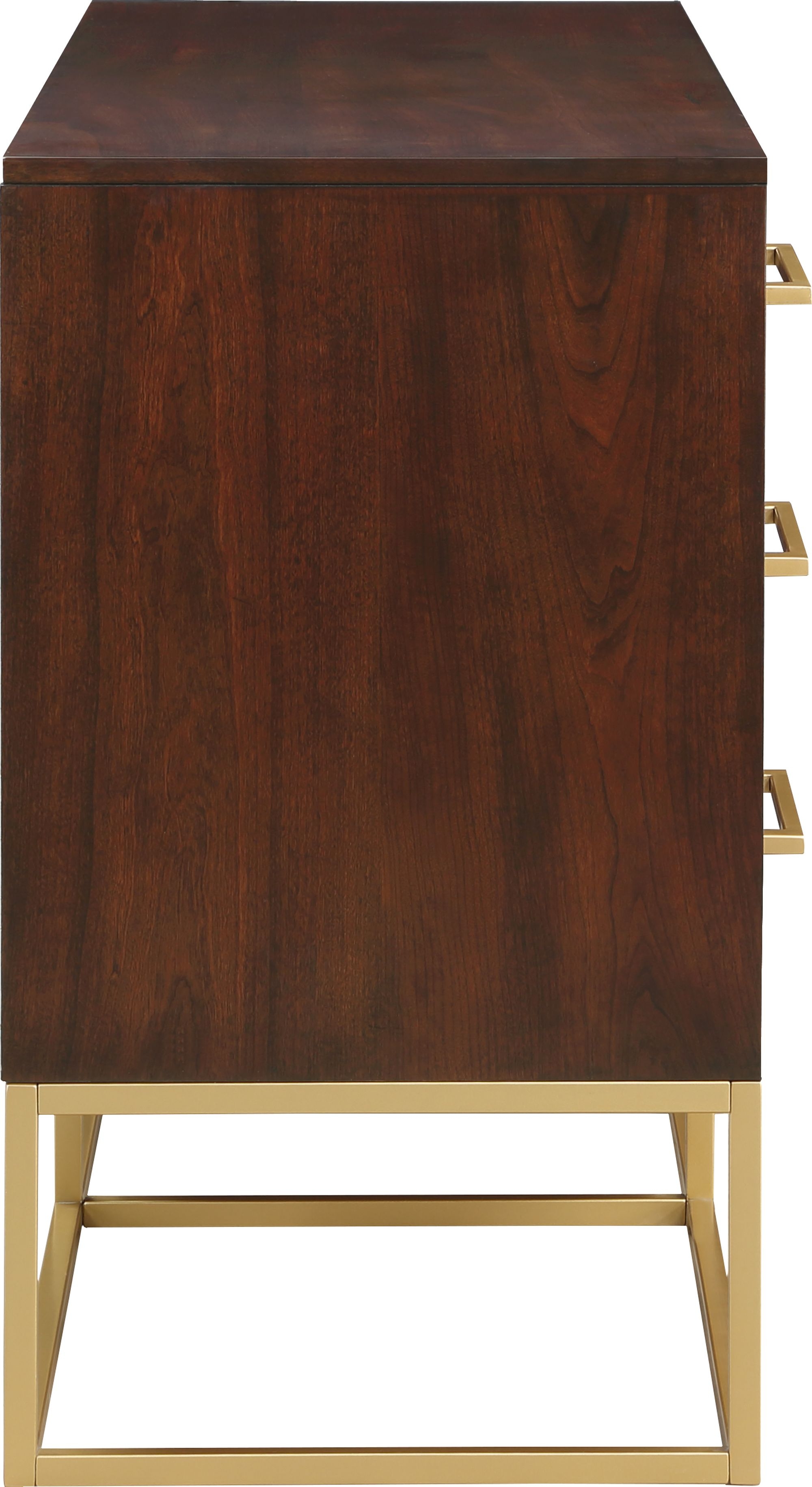 Maxine 6-Drawer Wood Dresser with Brushed Gold Metal Legs & Handles