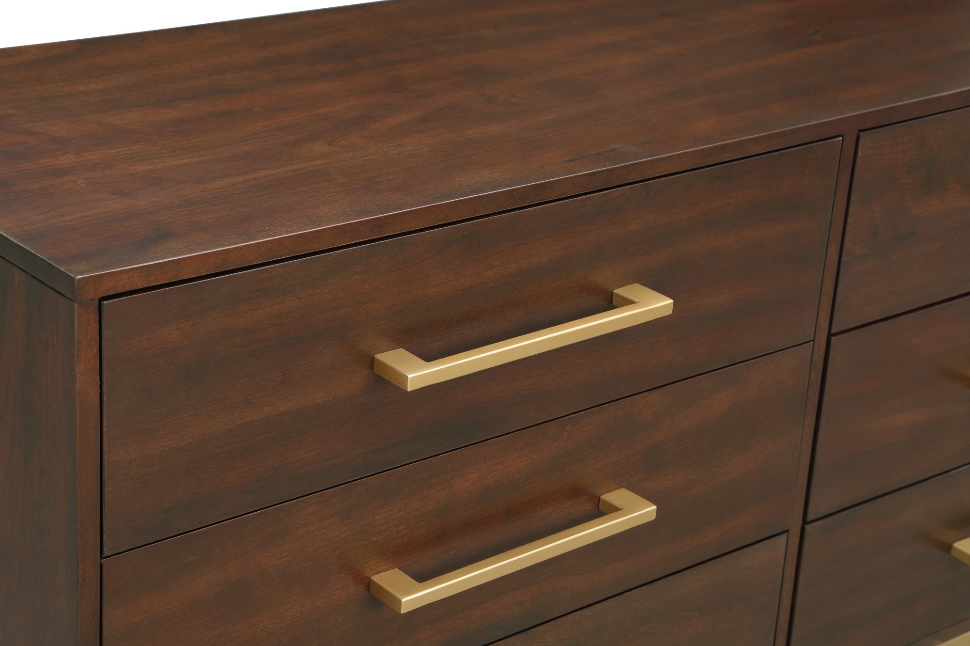 Maxine 6-Drawer Wood Dresser with Brushed Gold Metal Legs & Handles