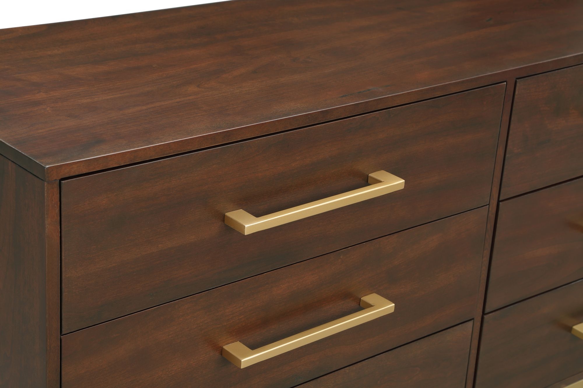 Maxine 6-Drawer Wood Dresser with Brushed Gold Metal Legs & Handles