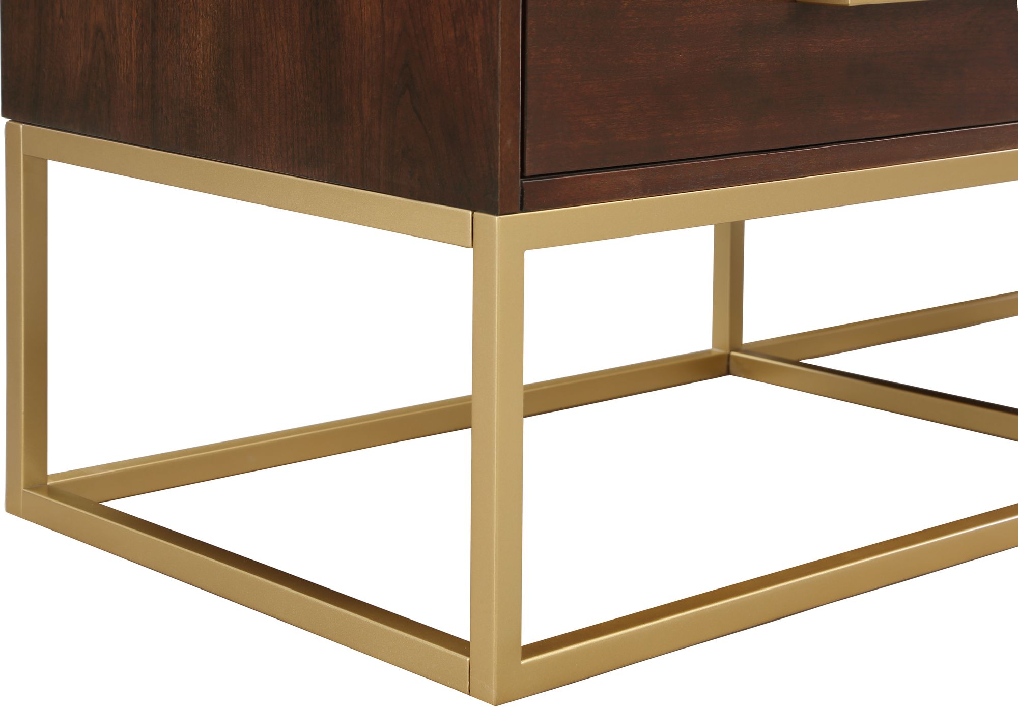 Maxine 6-Drawer Wood Dresser with Brushed Gold Metal Legs & Handles