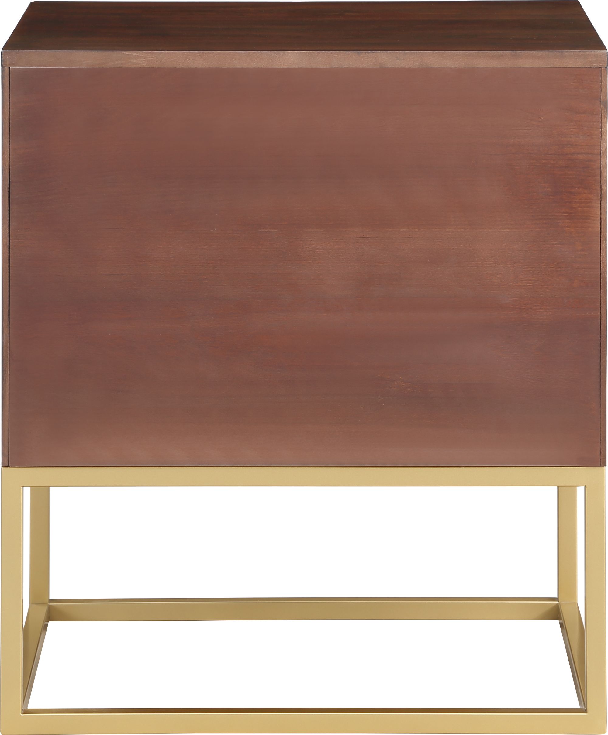 Maxine 2-Drawer Wood Veneer Nightstand with Brushed Gold Metal Legs & Handles