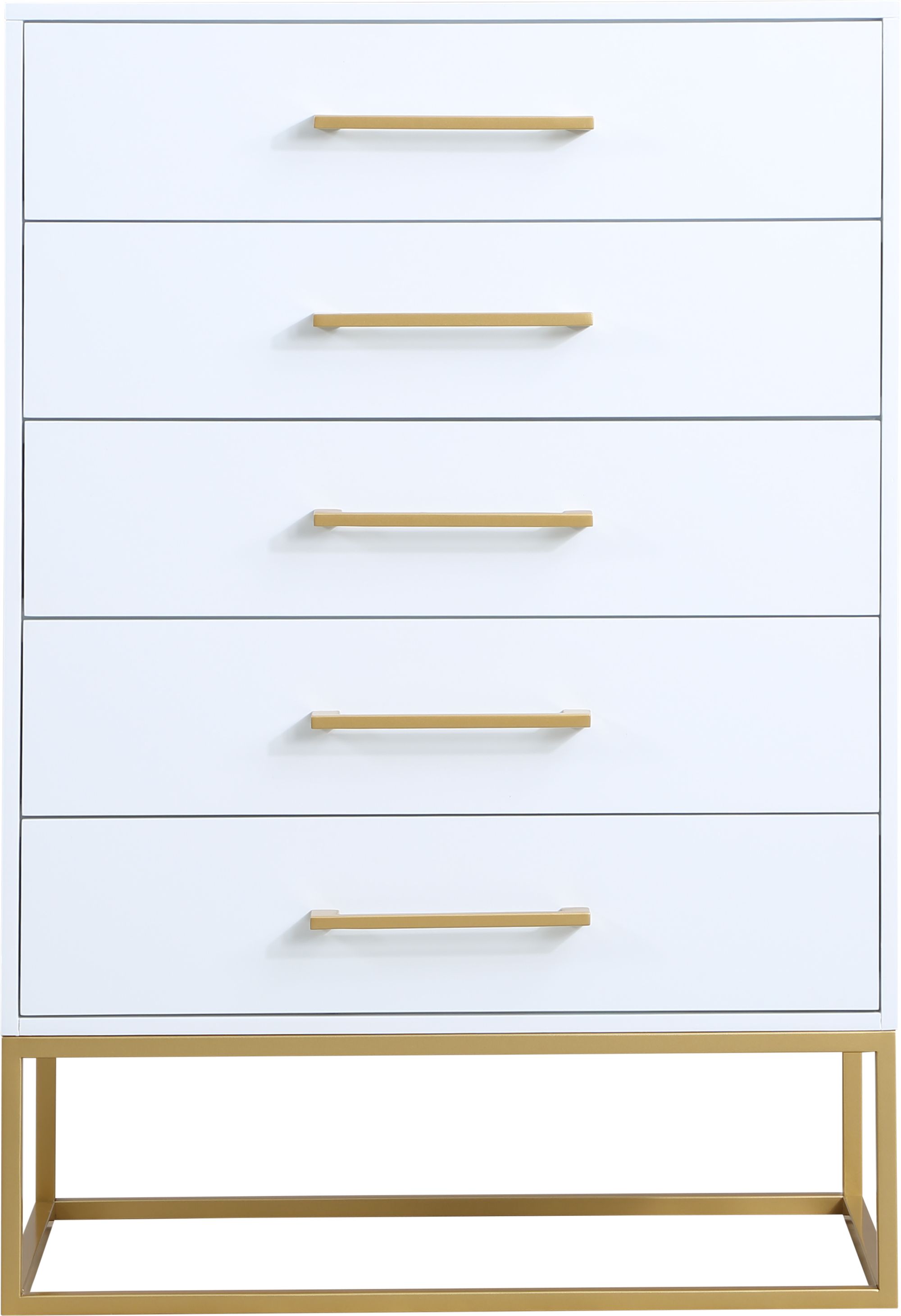 Maxine 5-Drawer Wood Chest with Brushed Gold Metal Legs & Handles
