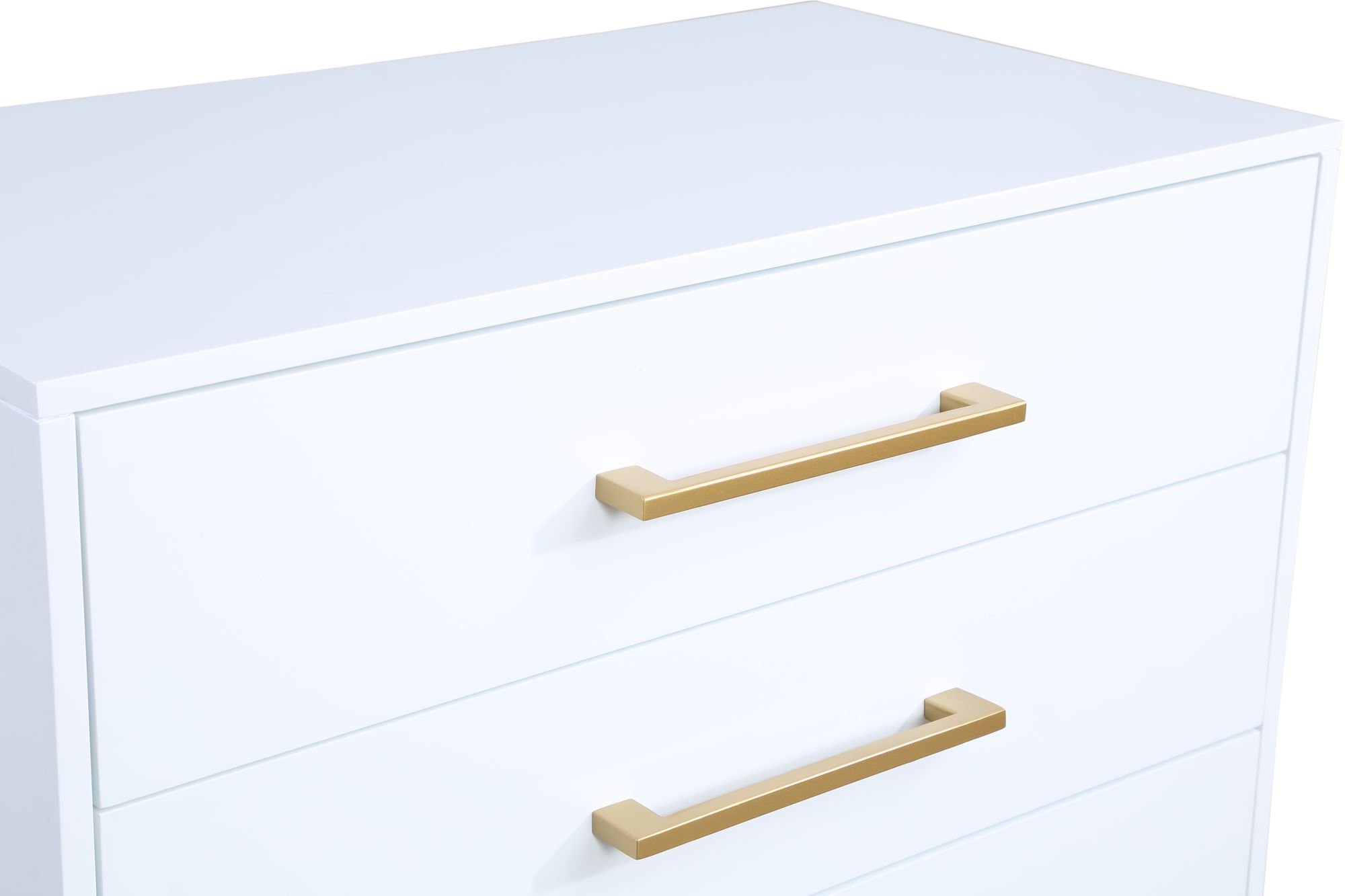 Maxine 5-Drawer Wood Chest with Brushed Gold Metal Legs & Handles