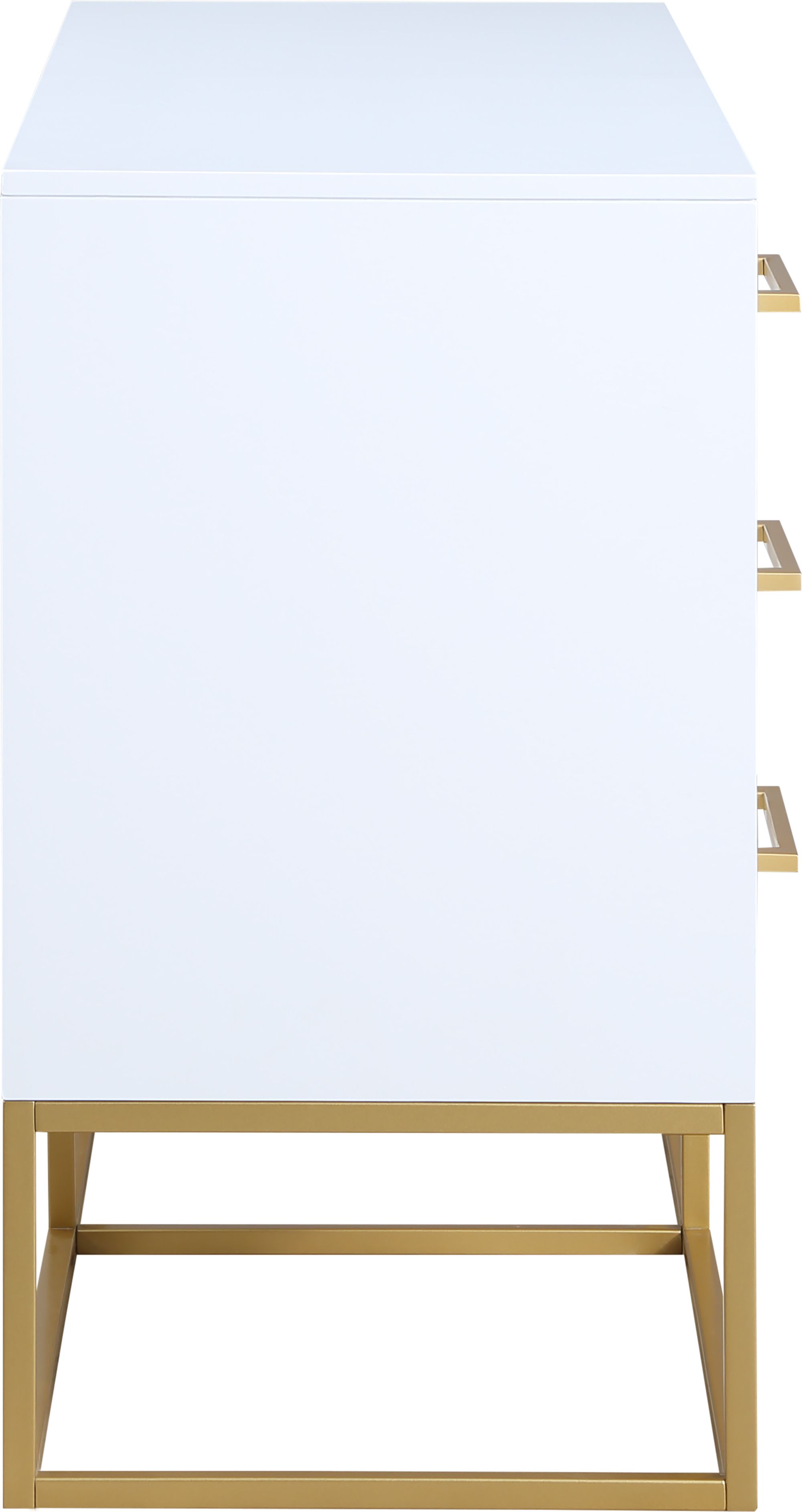 Maxine 6-Drawer Wood Dresser with Brushed Gold Metal Legs & Handles