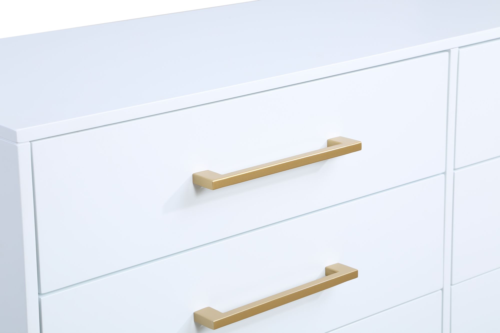 Maxine 6-Drawer Wood Dresser with Brushed Gold Metal Legs & Handles