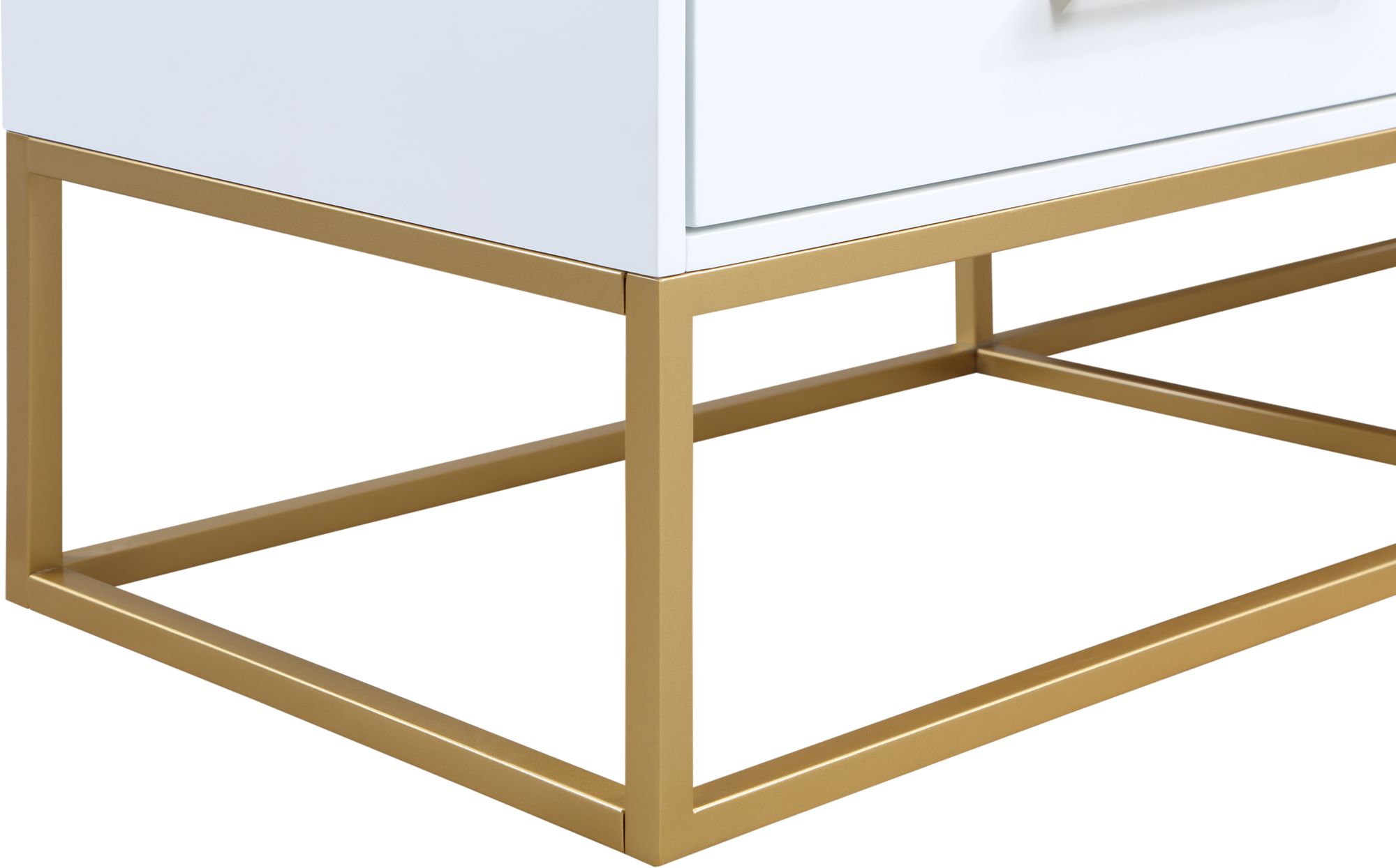 Maxine 6-Drawer Wood Dresser with Brushed Gold Metal Legs & Handles